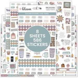 image:imagebloom daily planners New Teacher Planner Sticker Pack  School Themed Planning Stickers for Teachers Educators Homeschoolers etc 8 Sheets586 Stickers per PackCool