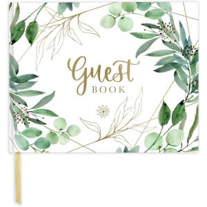 image:imagebloom daily planners Wedding Guest Book  Elegant Hardcover Polaroid Guestbook for Receptions Baby Showers amp Special Events  7 x 9 120 Blank Lined Pages for Signin and Photos  LinenEucalyptus