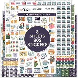 image:imagebloom daily planners Workday Essentials Planner Stickers  Productivity Variety Pack for Business Professionals  8 Sheets  802 Stickers  Meetings Deadlines Payday Icons for Work amp Office