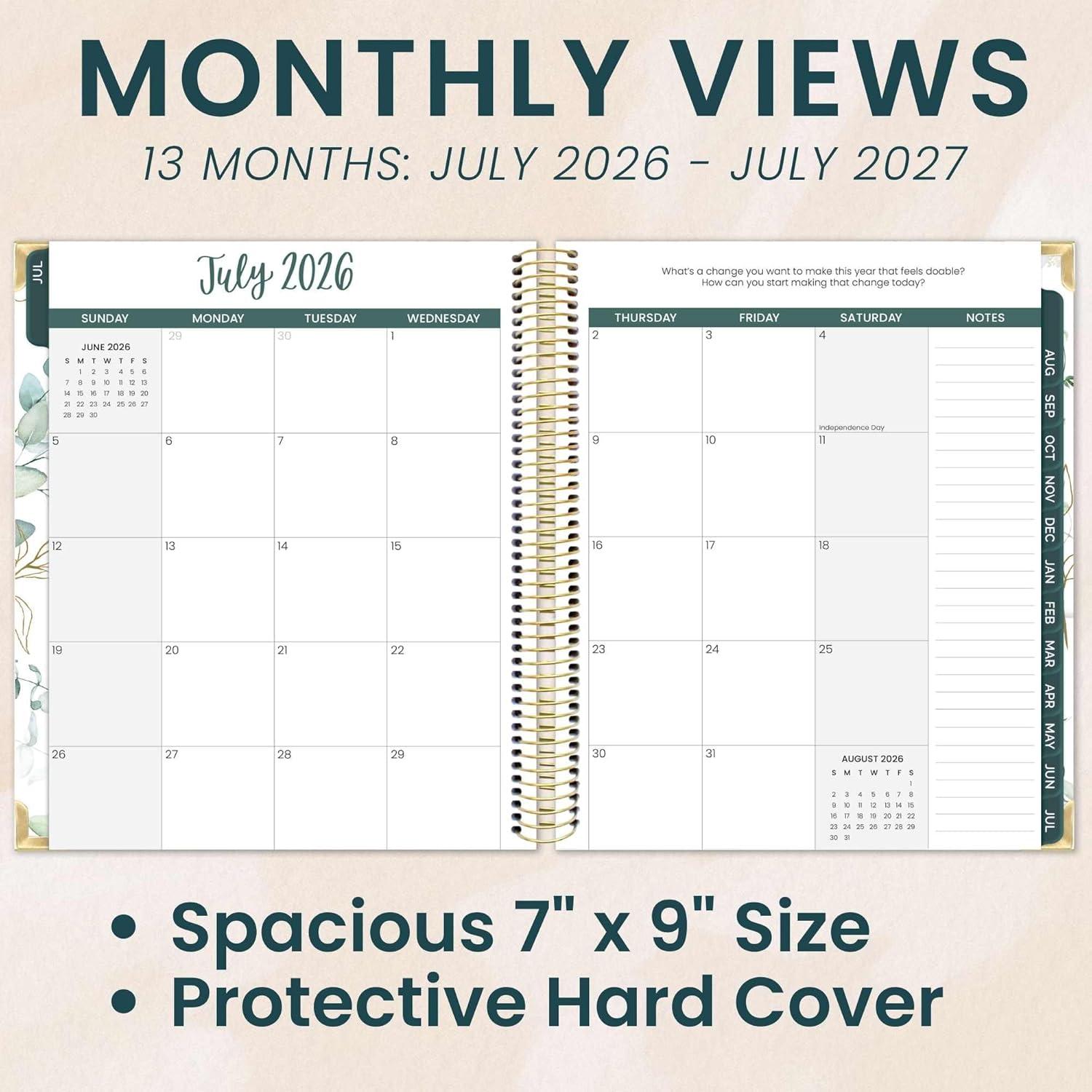 image:imagebloom daily planners 20262027 Hardcover Academic Year Goal amp Vision Planner July 2026 July 2027 13 Months Agenda Monthly amp Weekly Calendar Organizer 75 x 9 Garden Party BeigeWhite Eucalyptus