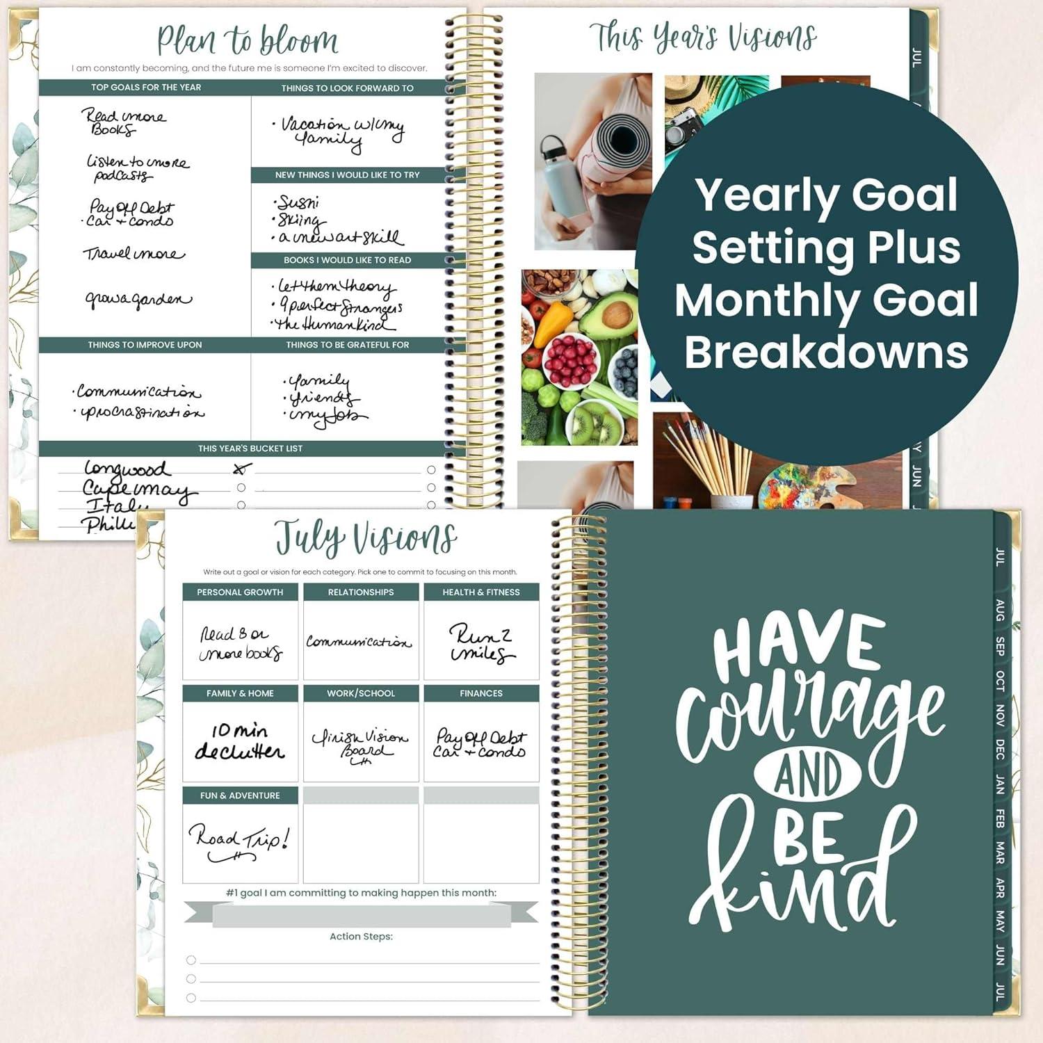 image:imagebloom daily planners 20262027 Hardcover Academic Year Goal amp Vision Planner July 2026 July 2027 13 Months Agenda Monthly amp Weekly Calendar Organizer 75 x 9 Garden Party BeigeWhite Eucalyptus