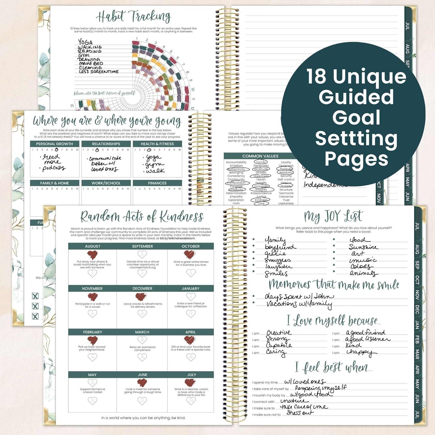 image:imagebloom daily planners 20262027 Hardcover Academic Year Goal amp Vision Planner July 2026 July 2027 13 Months Agenda Monthly amp Weekly Calendar Organizer 75 x 9 Garden Party BeigeWhite Eucalyptus