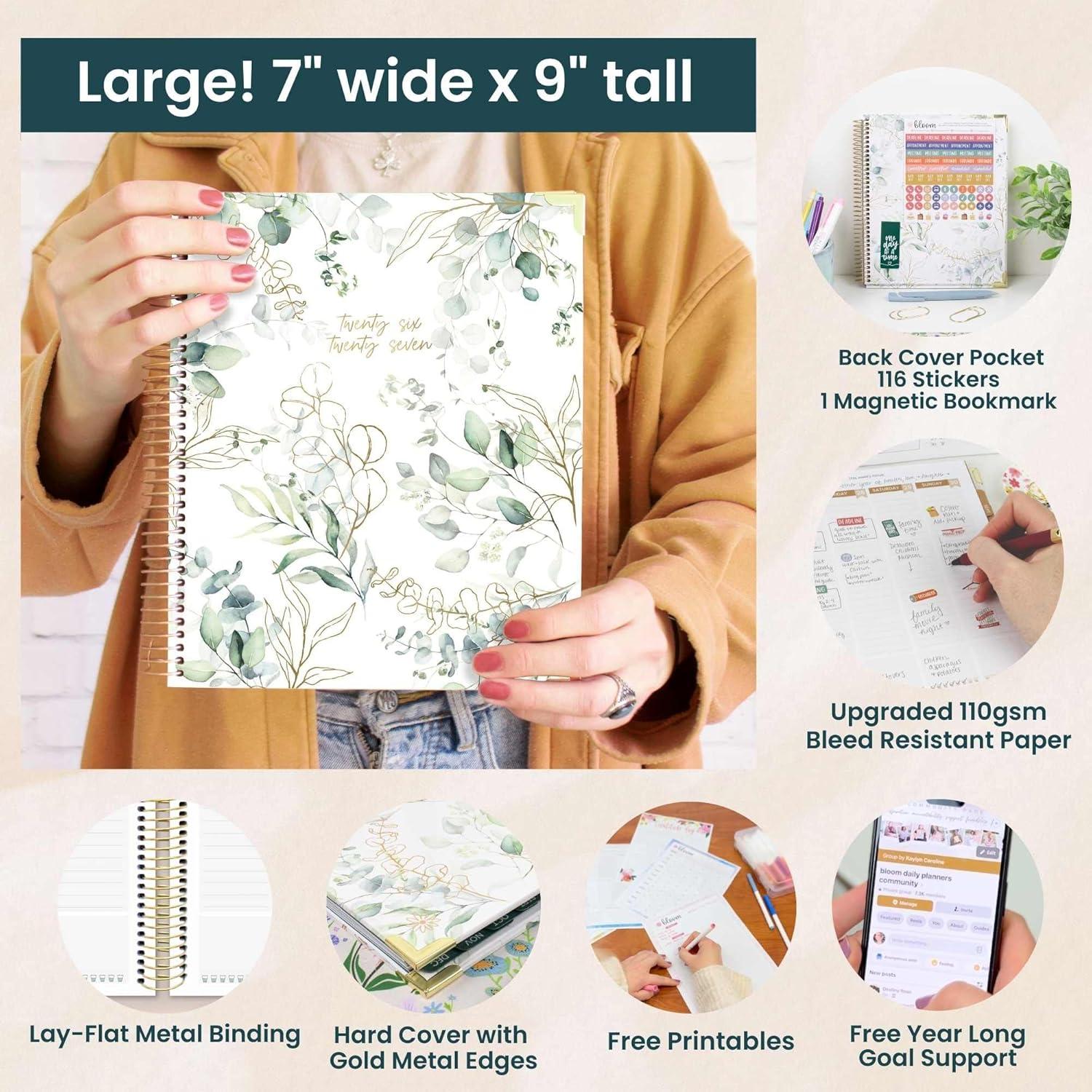 image:imagebloom daily planners 20262027 Hardcover Academic Year Goal amp Vision Planner July 2026 July 2027 13 Months Agenda Monthly amp Weekly Calendar Organizer 75 x 9 Garden Party BeigeWhite Eucalyptus