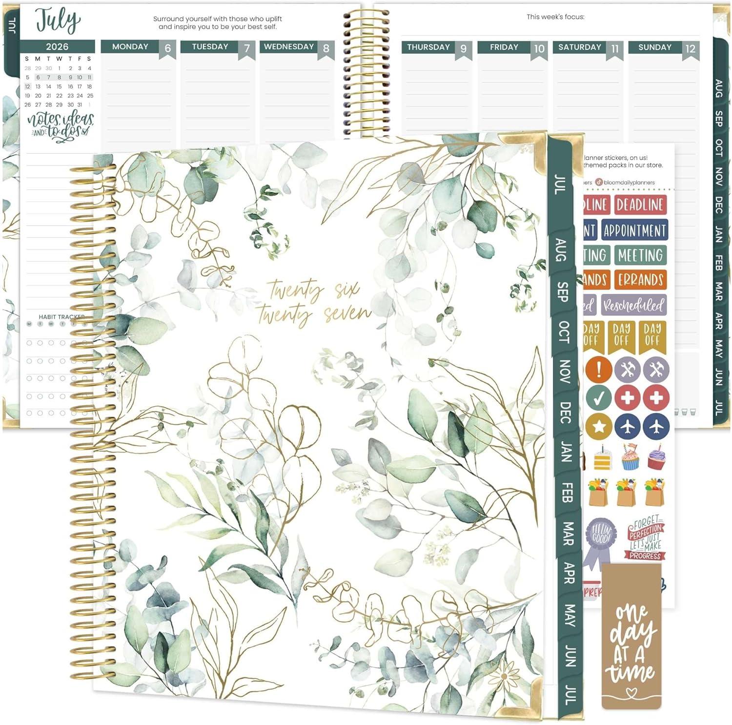 image:imagebloom daily planners 20262027 Hardcover Academic Year Goal amp Vision Planner July 2026 July 2027 13 Months Agenda Monthly amp Weekly Calendar Organizer 75 x 9 Garden Party BeigeWhite Eucalyptus