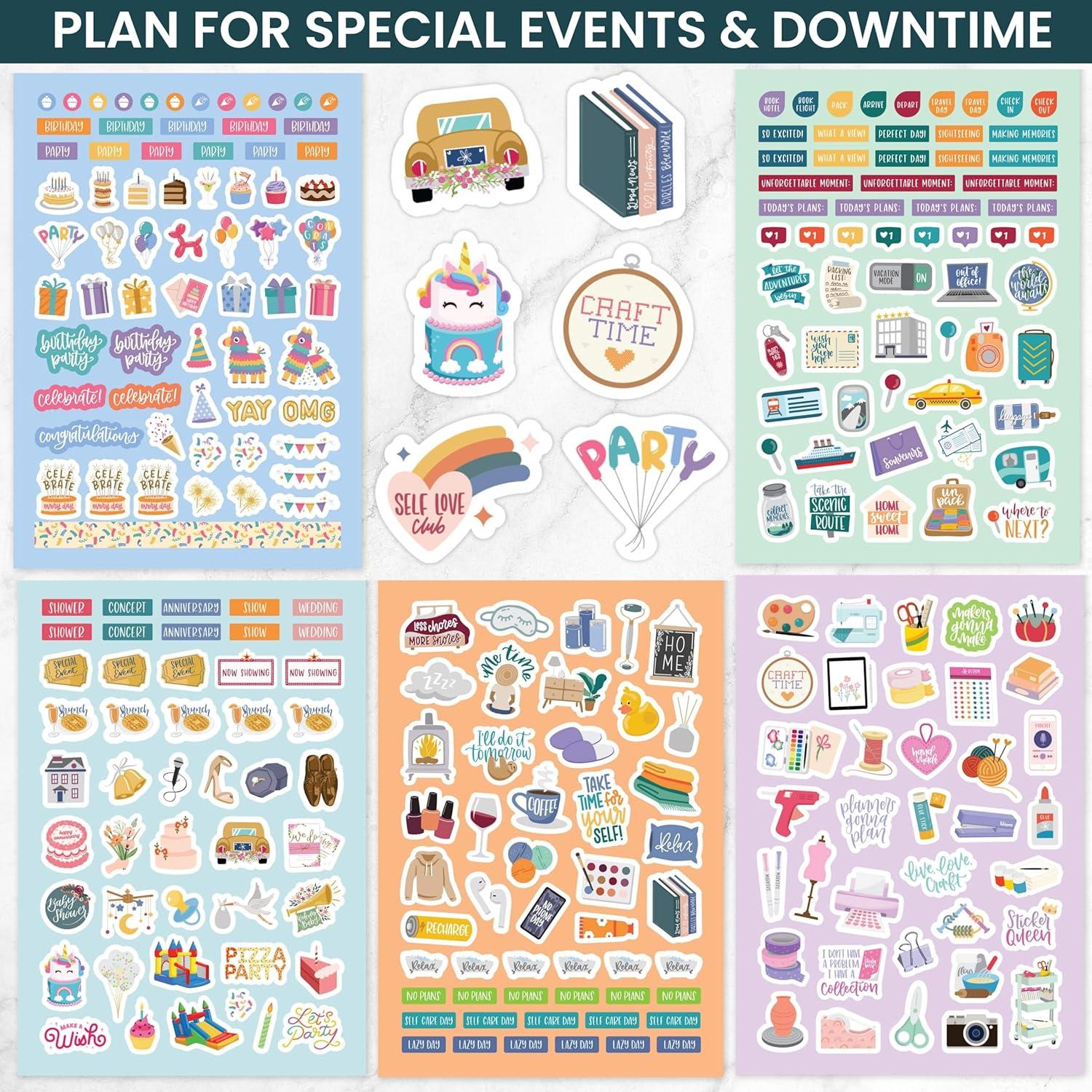 image:imagebloom daily planners 40 Page Mega Planner Sticker Pack 1500 Stickers 6 x 9 Bound Ultimate Variety Sticker Book with Foil Seasons Celebrations Holidays Food Travel Quotes amp More Vol 1