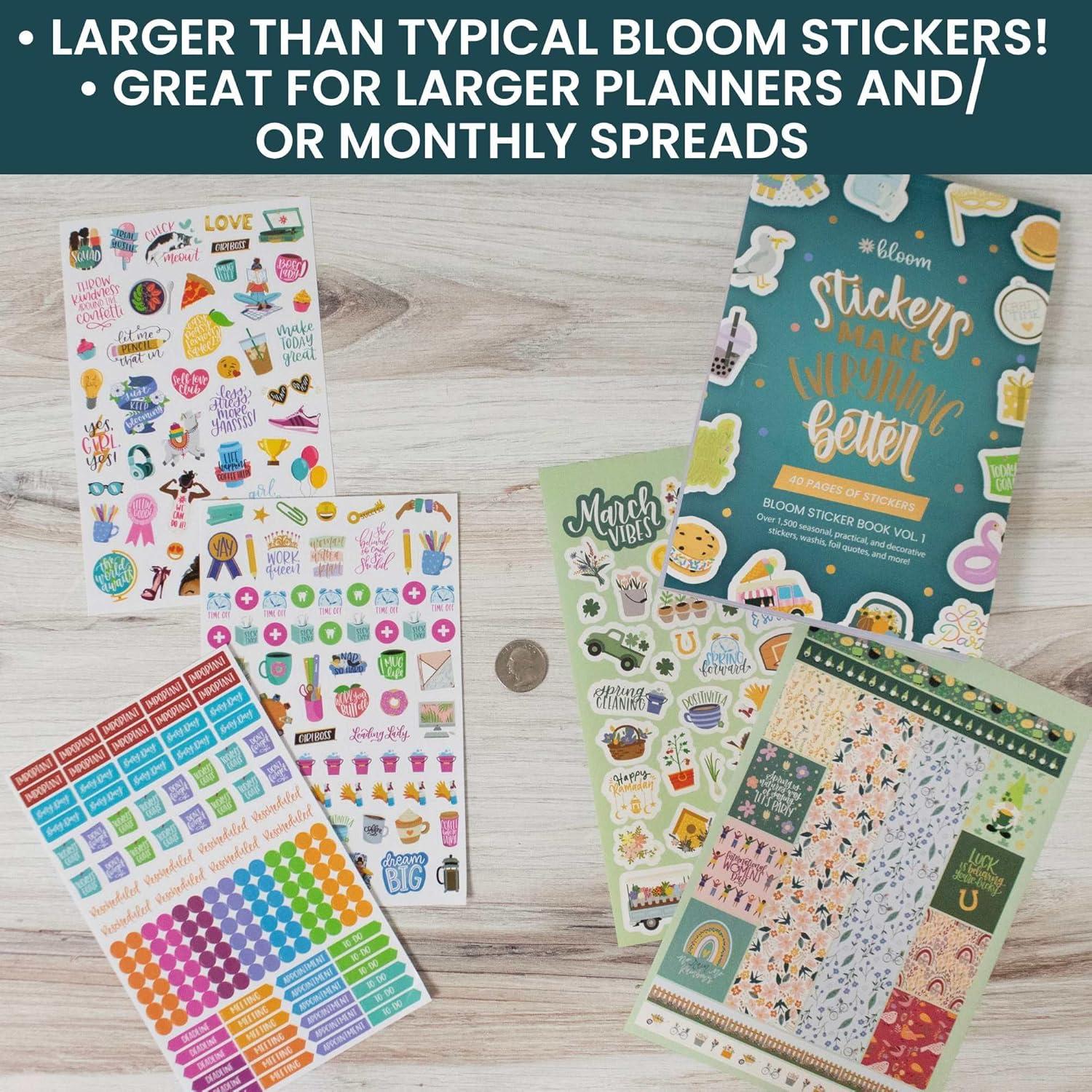image:imagebloom daily planners 40 Page Mega Planner Sticker Pack 1500 Stickers 6 x 9 Bound Ultimate Variety Sticker Book with Foil Seasons Celebrations Holidays Food Travel Quotes amp More Vol 1