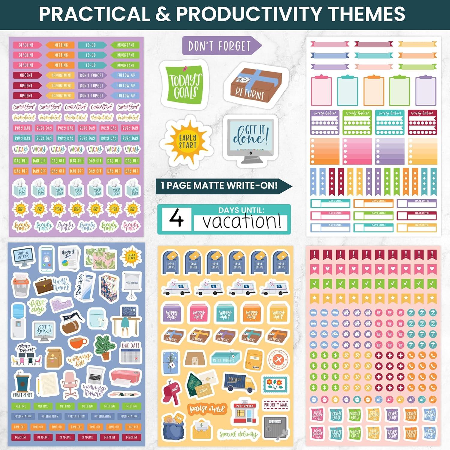 image:imagebloom daily planners 40 Page Mega Planner Sticker Pack 1500 Stickers 6 x 9 Bound Ultimate Variety Sticker Book with Foil Seasons Celebrations Holidays Food Travel Quotes amp More Vol 1