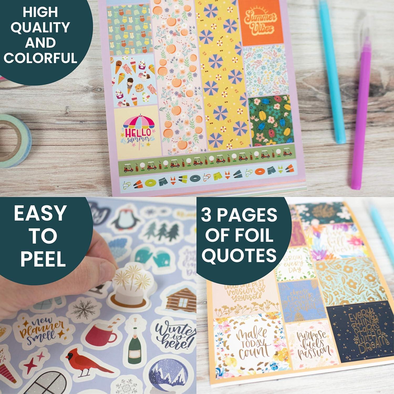 image:imagebloom daily planners 40 Page Mega Planner Sticker Pack 1500 Stickers 6 x 9 Bound Ultimate Variety Sticker Book with Foil Seasons Celebrations Holidays Food Travel Quotes amp More Vol 1