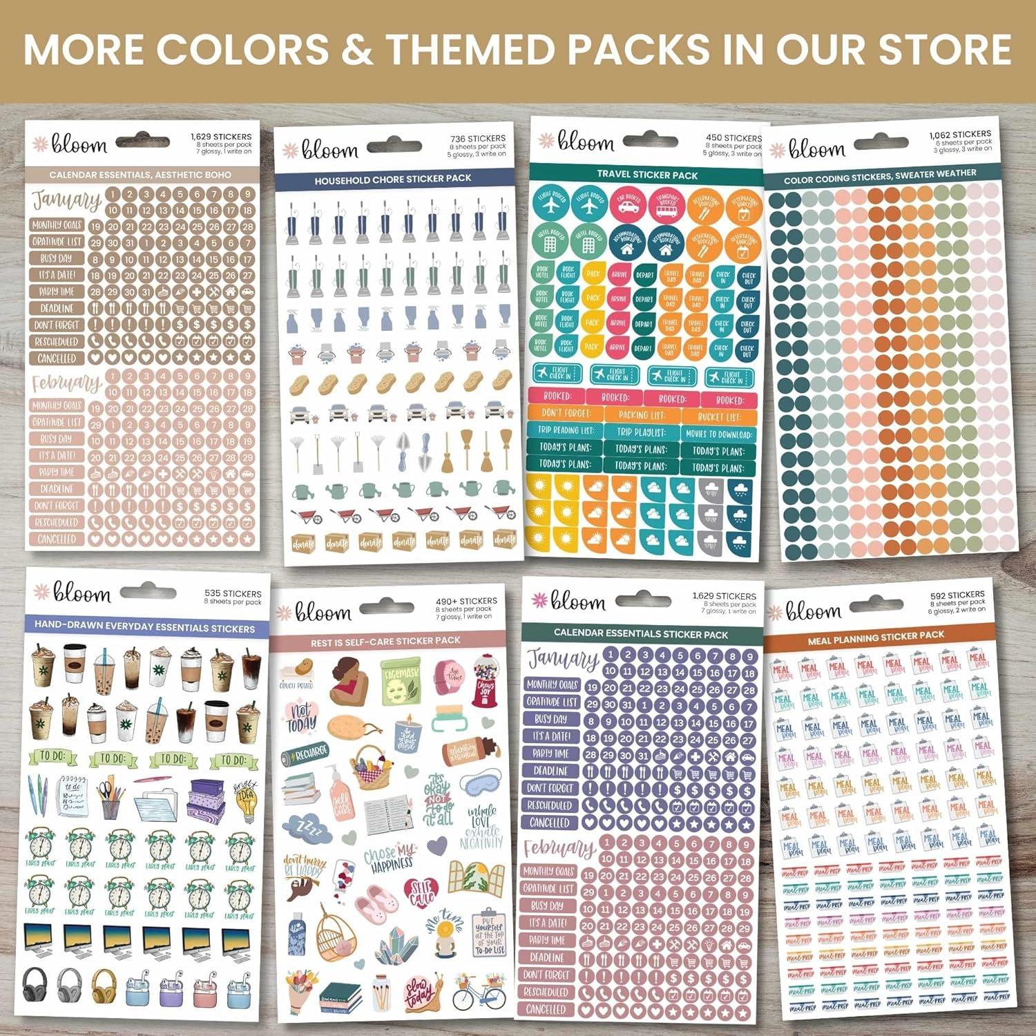 image:imagebloom daily planners Color Coding Planner Stickers Muted Neutrals 14 Minimalist Dot Labels Six Sheets 1000 Stickers Per Pack Sweater WeatherAesthetic Boho