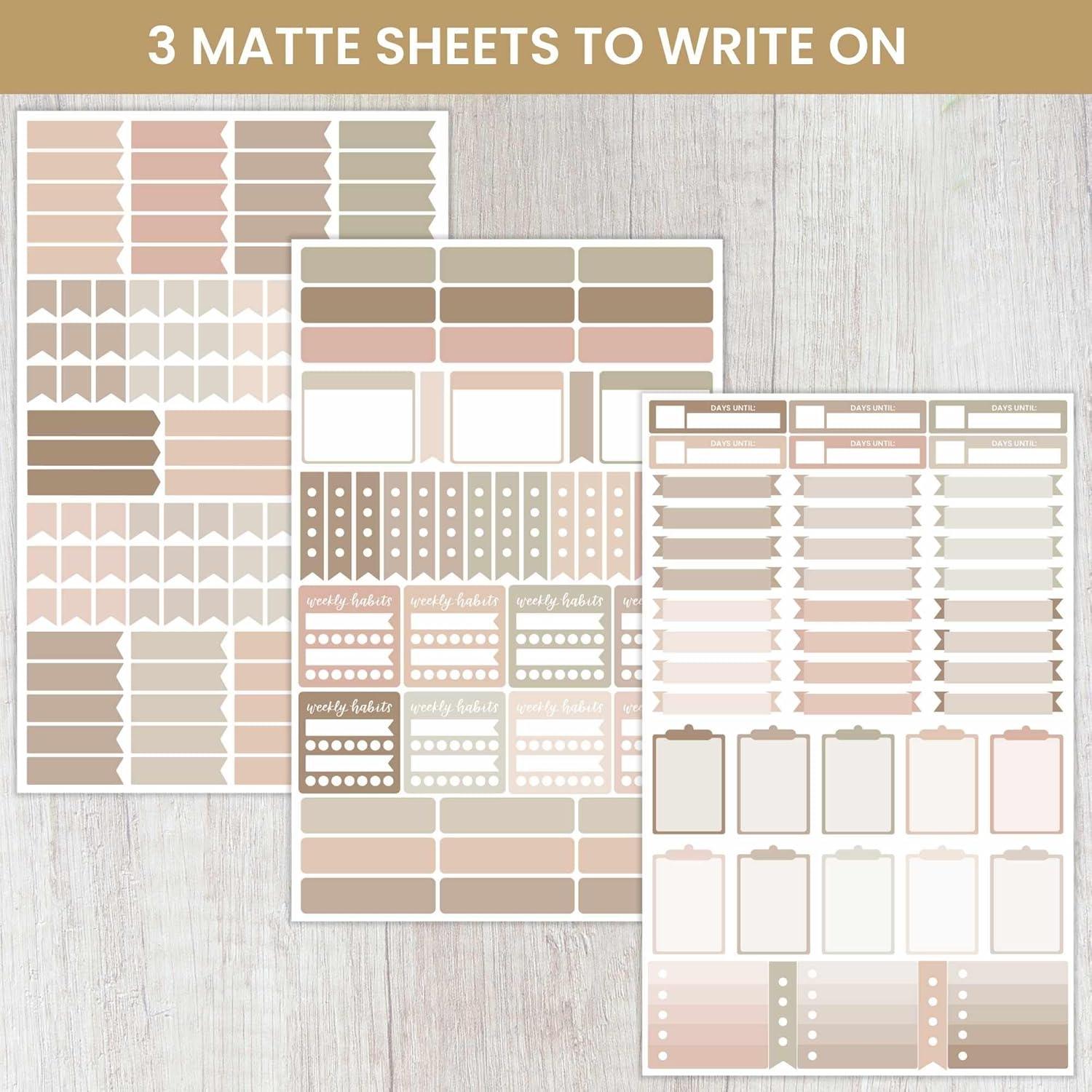 image:imagebloom daily planners Color Coding Planner Stickers Muted Neutrals 14 Minimalist Dot Labels Six Sheets 1000 Stickers Per Pack Sweater WeatherAesthetic Boho