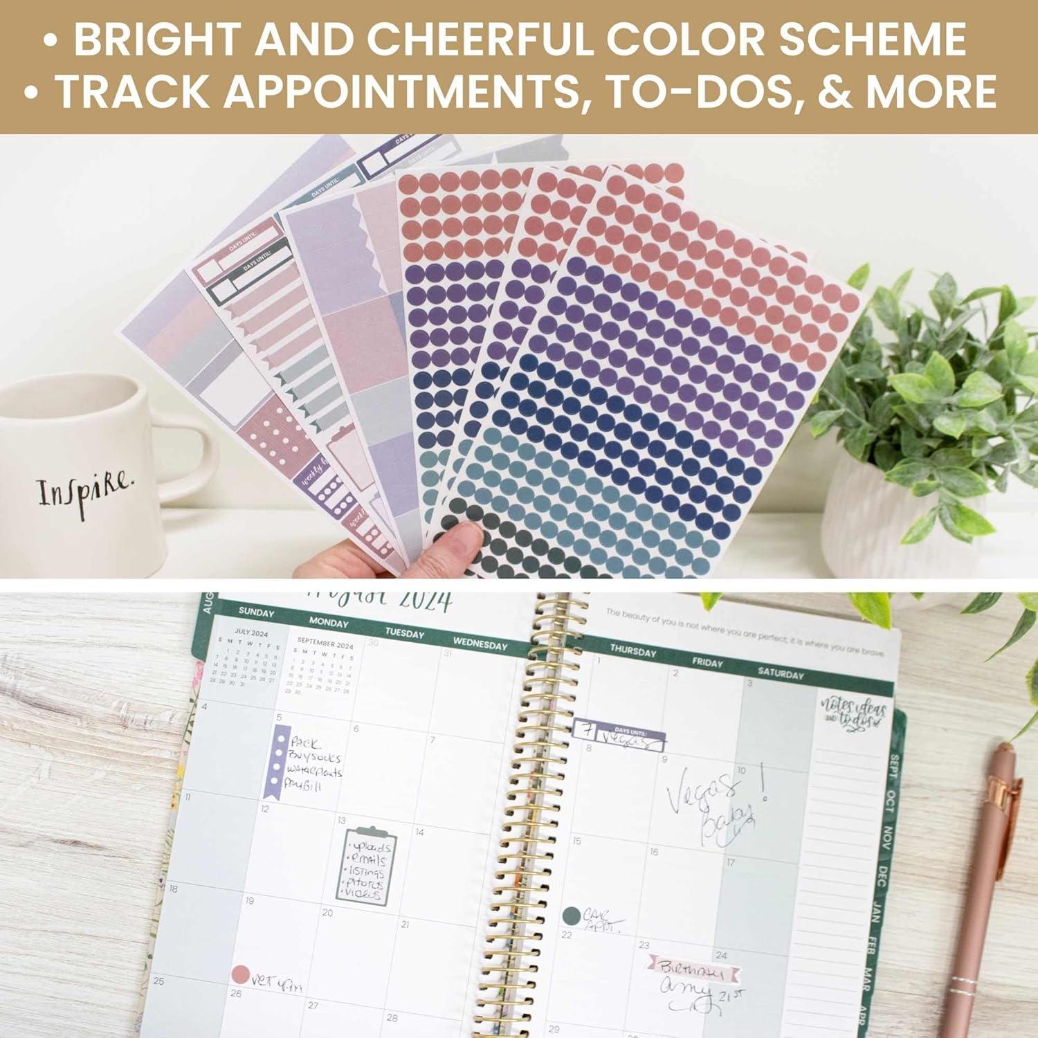 image:imagebloom daily planners Color Coding Planner Stickers Muted Neutrals 14 Minimalist Dot Labels Six Sheets 1000 Stickers Per Pack Sweater WeatherJewel Tones