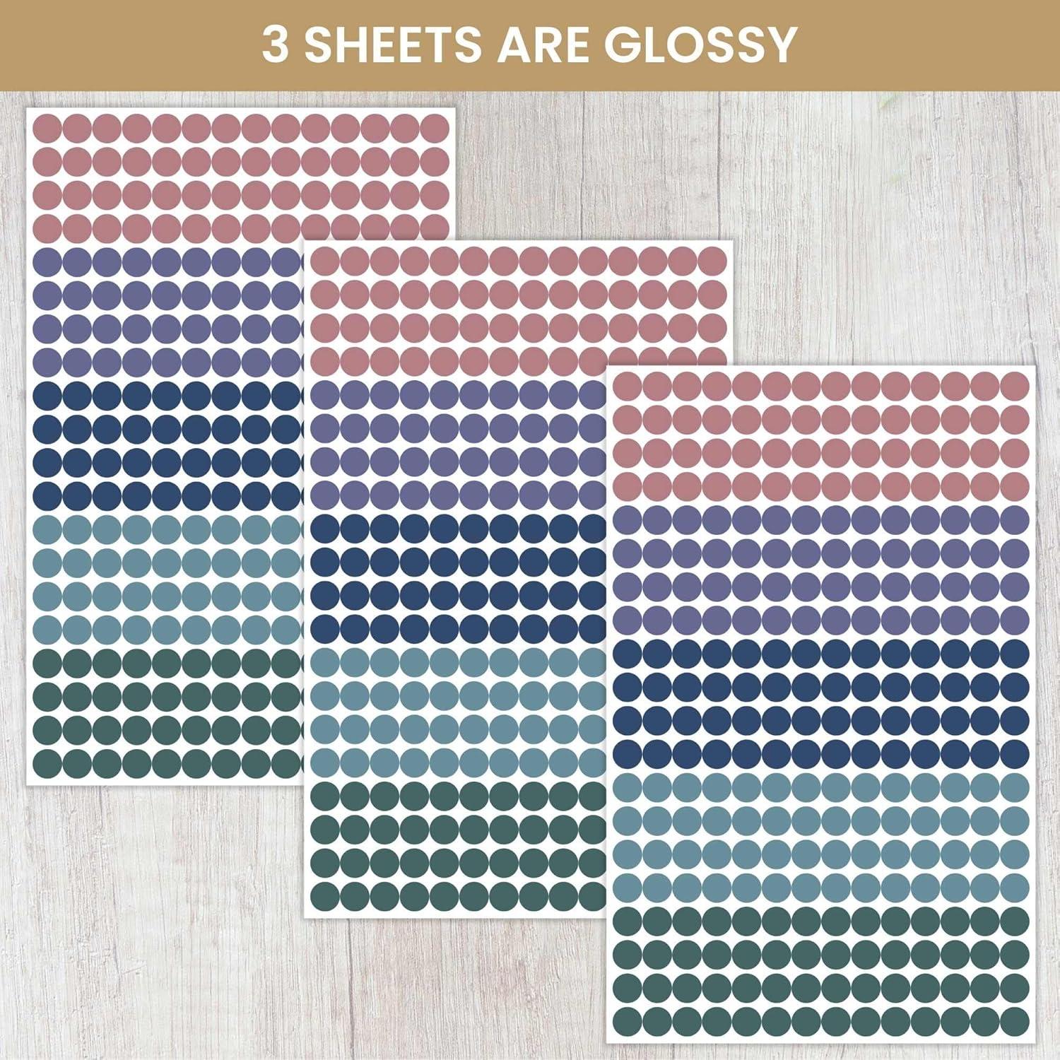 image:imagebloom daily planners Color Coding Planner Stickers Muted Neutrals 14 Minimalist Dot Labels Six Sheets 1000 Stickers Per Pack Sweater WeatherJewel Tones