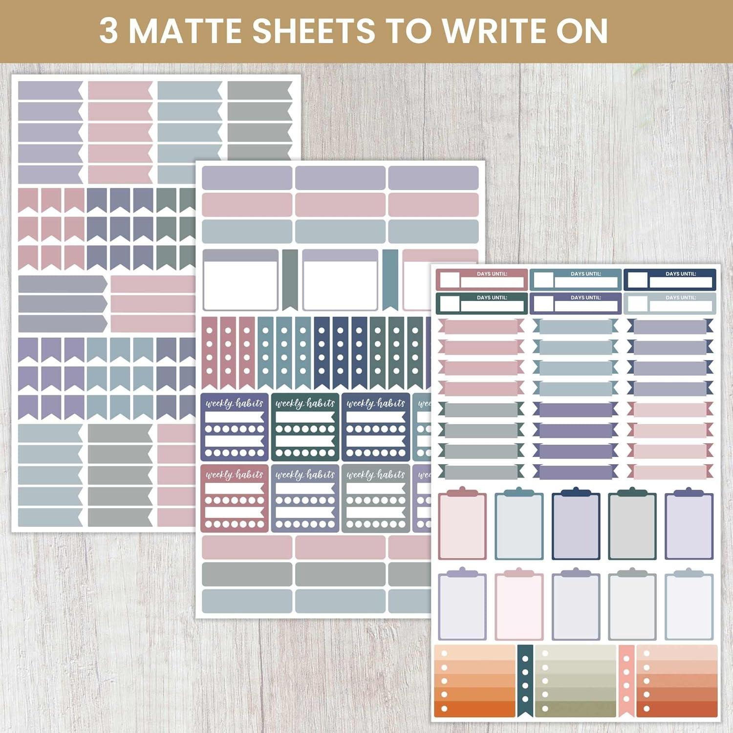 image:imagebloom daily planners Color Coding Planner Stickers Muted Neutrals 14 Minimalist Dot Labels Six Sheets 1000 Stickers Per Pack Sweater WeatherJewel Tones