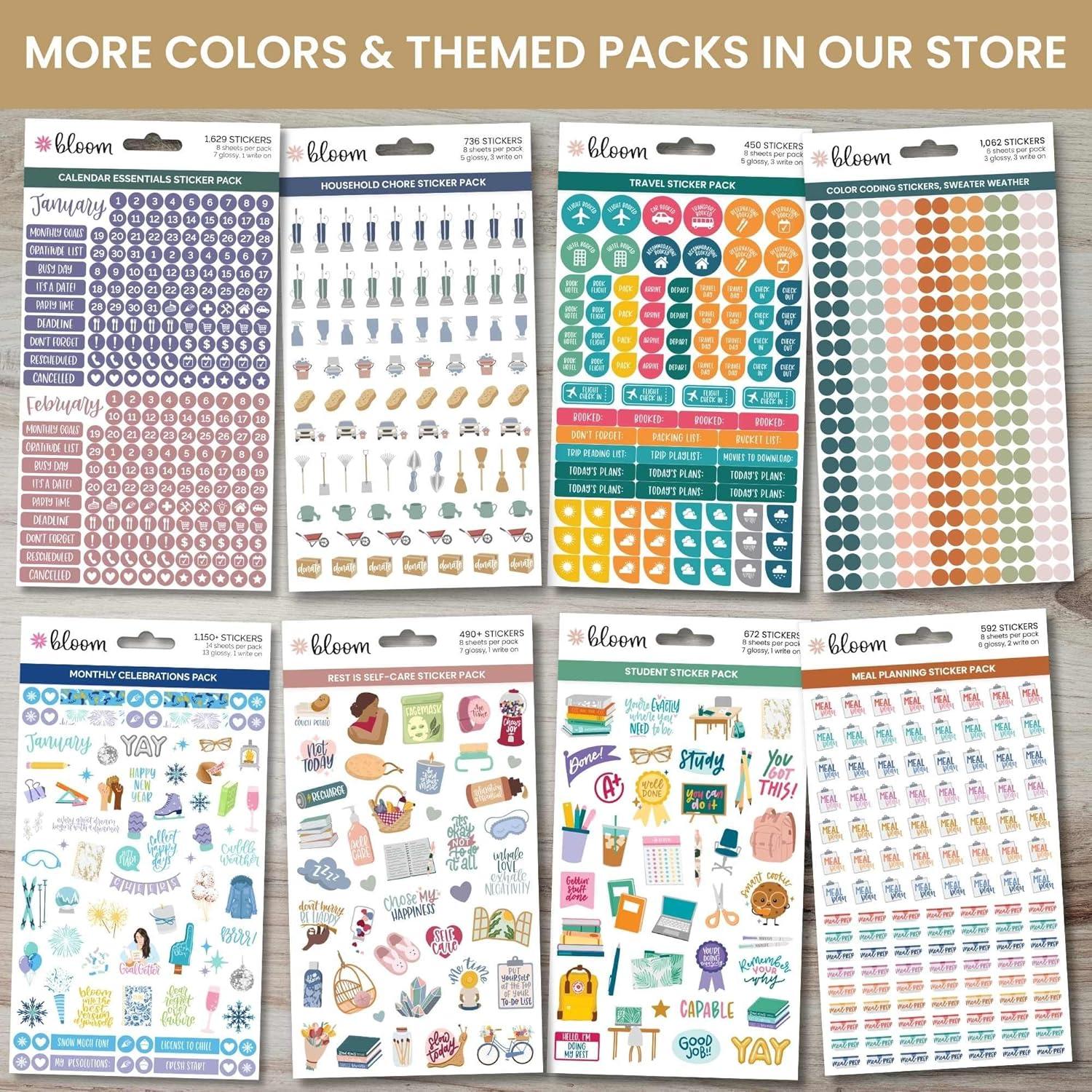 image:imagebloom daily planners Color Coding Planner Stickers Muted Neutrals 14 Minimalist Dot Labels Six Sheets 1000 Stickers Per Pack Sweater WeatherJewel Tones