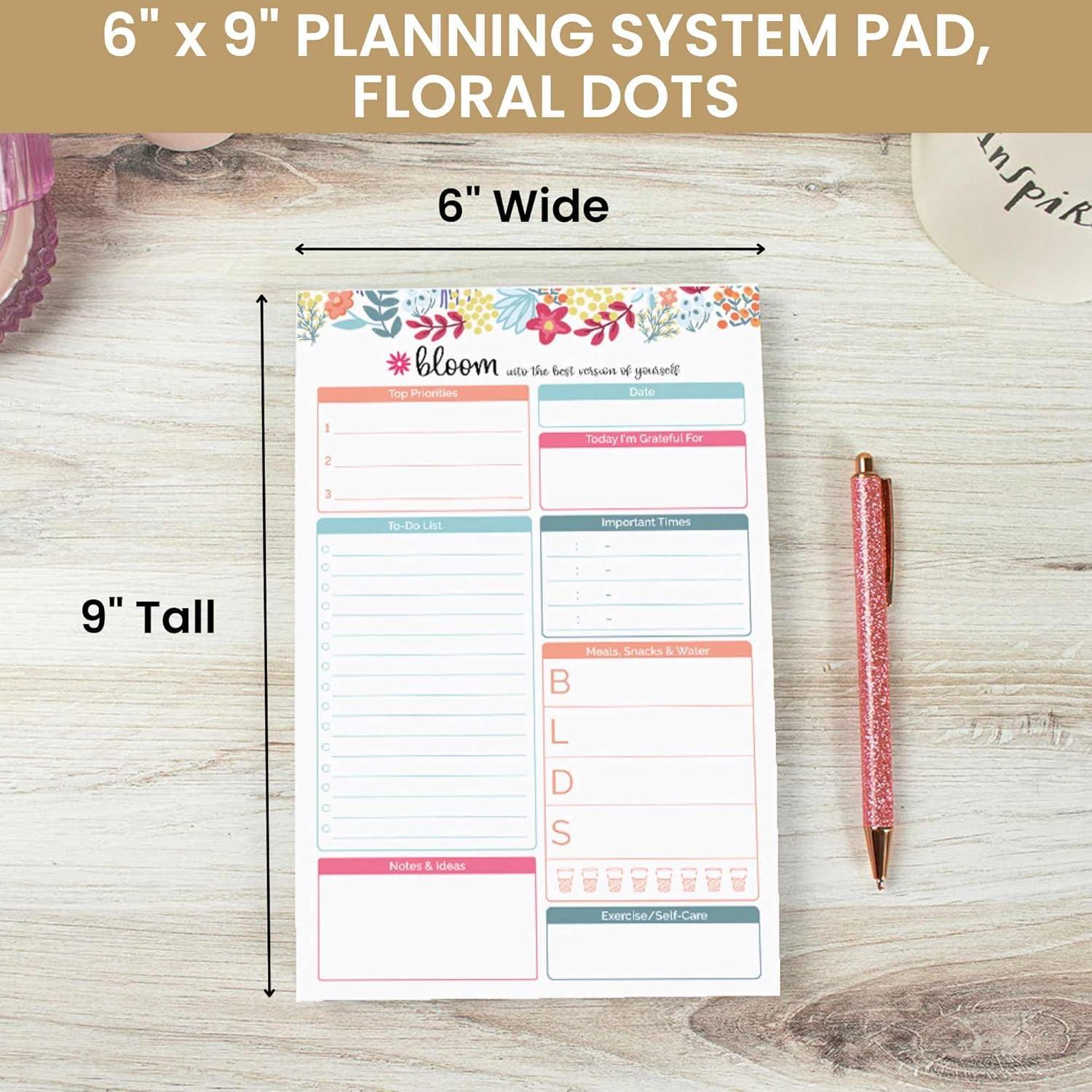 image:imagebloom daily planners Daily Planning System Tear Off toDo Pad Undated Checklist Notepad Organizer with Perforated Sheets 6 x 9 Floral DotsFloral Dots