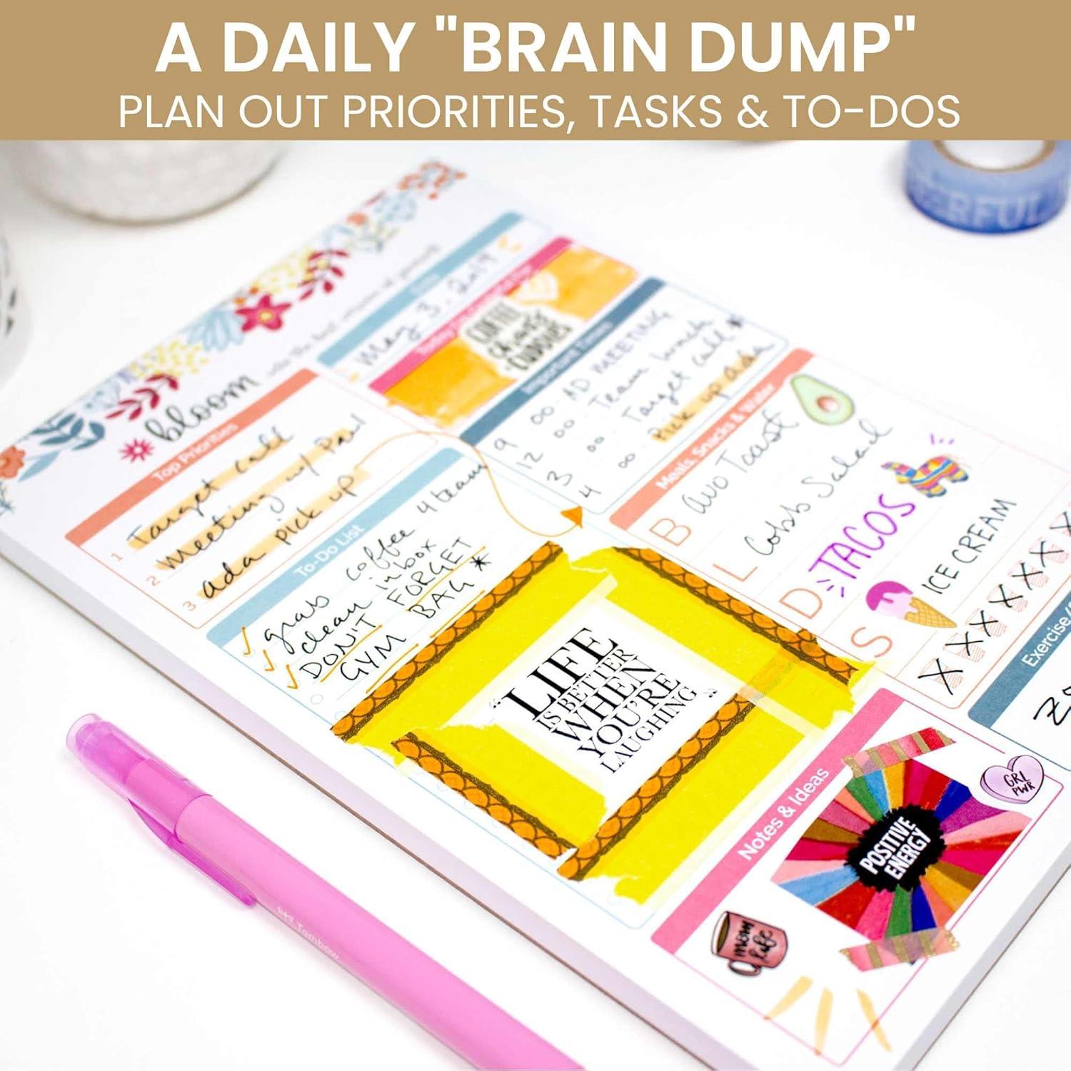 image:imagebloom daily planners Daily Planning System Tear Off toDo Pad Undated Checklist Notepad Organizer with Perforated Sheets 6 x 9 Floral DotsFloral Dots