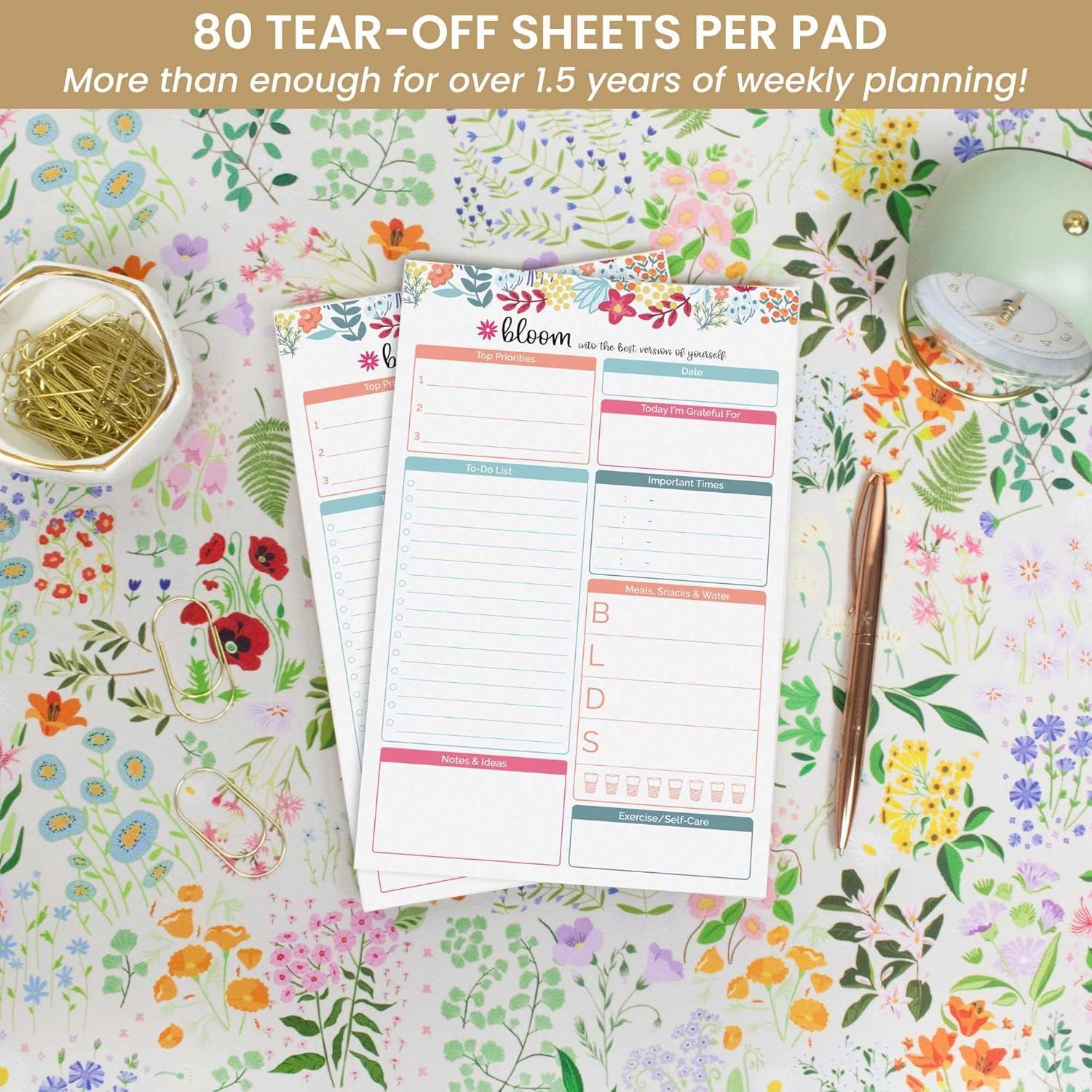 image:imagebloom daily planners Daily Planning System Tear Off toDo Pad Undated Checklist Notepad Organizer with Perforated Sheets 6 x 9 Floral DotsFloral Dots