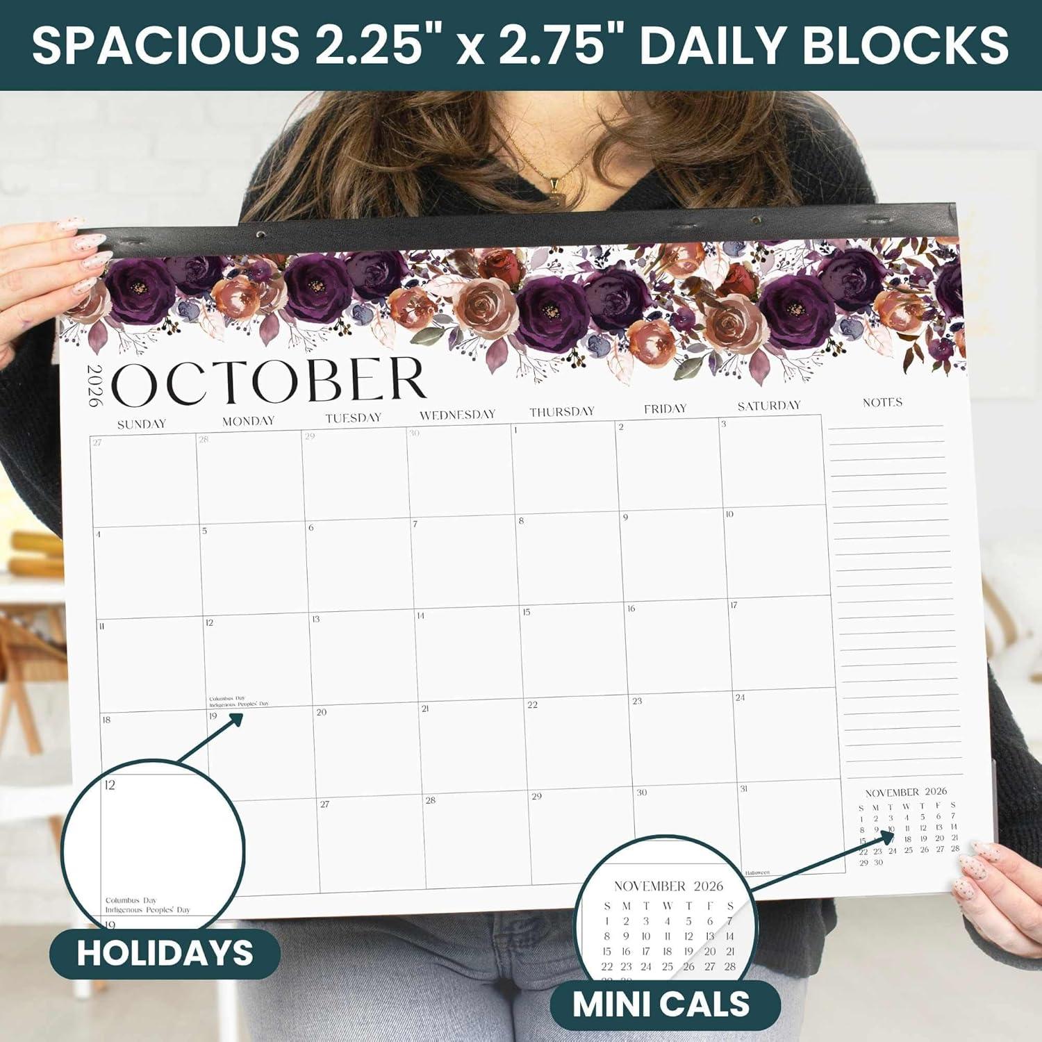 image:imagebloom daily planners Desk Calendar 20262027 Academic Year Large Wall Calendar July 2026 July 2027 21 x 16 Desktop amp Hanging Monthly Planner with Stickers for Home or Office SeasonalSeasonal Florals