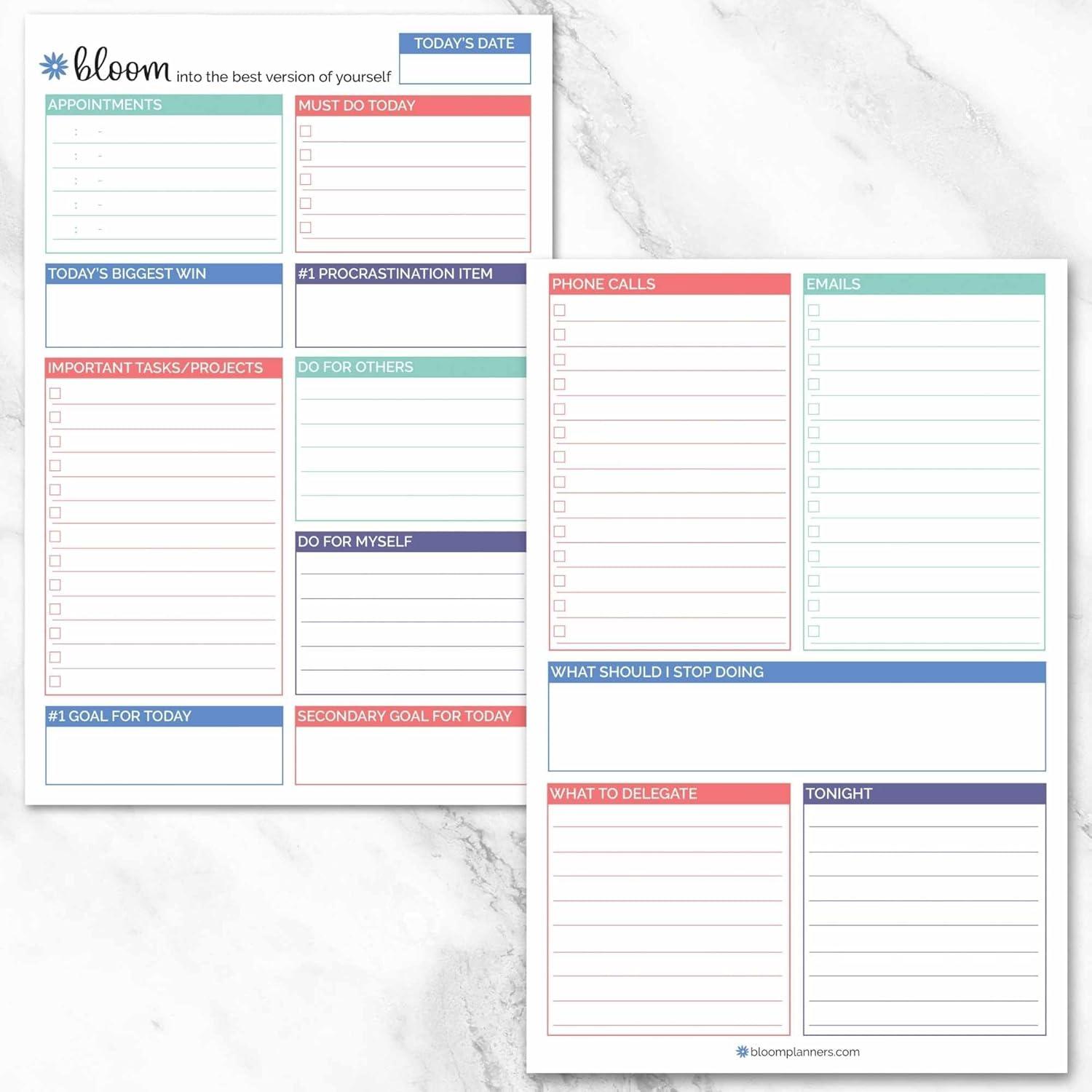 image:imagebloom daily planners Double Sided Daily To Do List Planning Pad 80 Tear Off Sheets for Work Home or Office Organization Teal 6 x 9