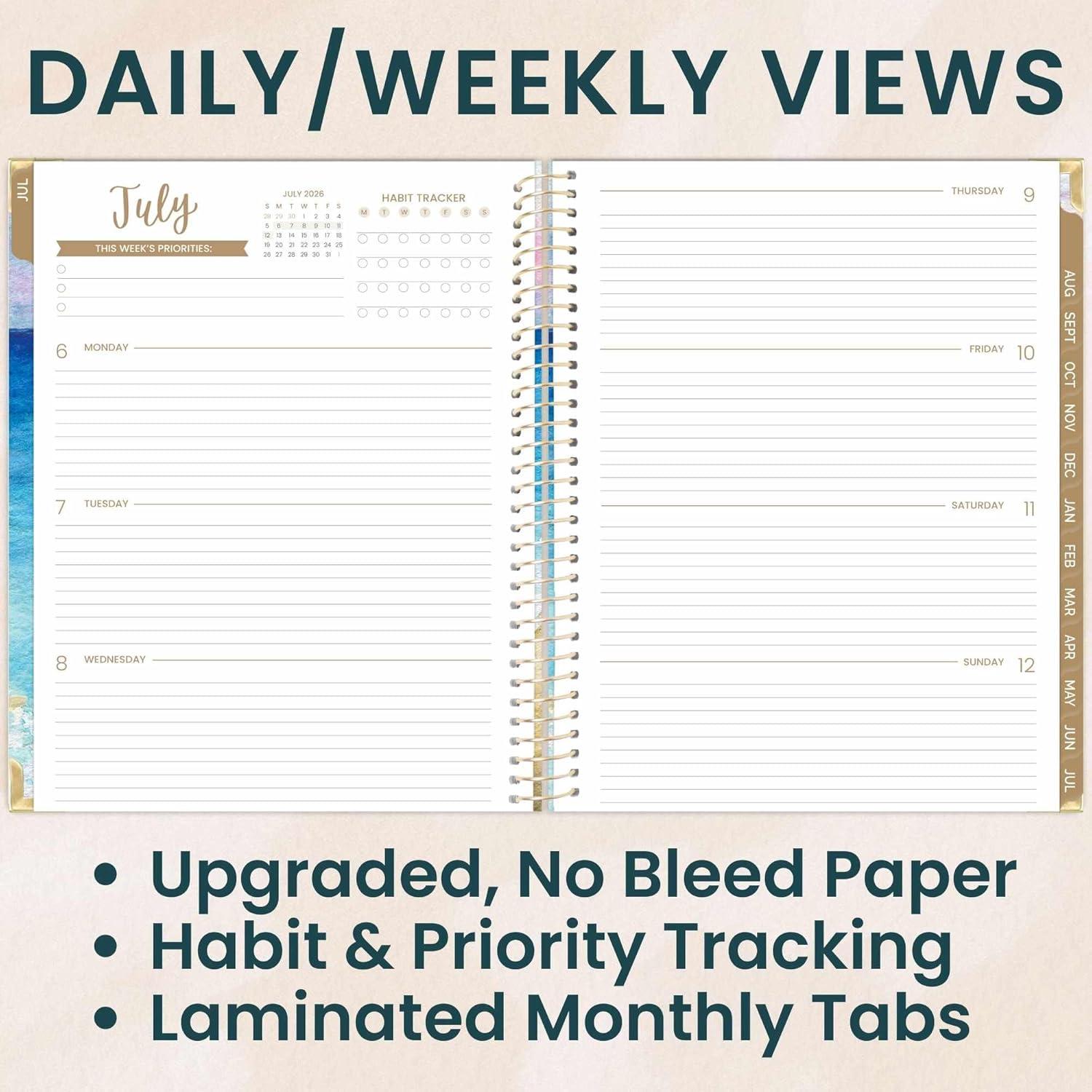 image:imagebloom daily planners HARDCOVER Planner 20262027 85 x 11 Academic Year July 2026 July 2027 13 Months Task Goal Planner for Women Monthly amp Weekly Agenda Book Seaside WhimsyCoastal Calm