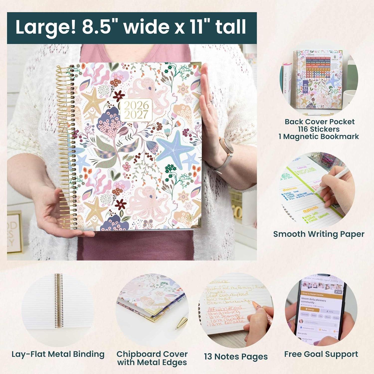 image:imagebloom daily planners HARDCOVER Planner 20262027 85 x 11 Academic Year July 2026 July 2027 13 Months Task Goal Planner for Women Monthly amp Weekly Agenda Book Seaside WhimsySeaside Whimsy