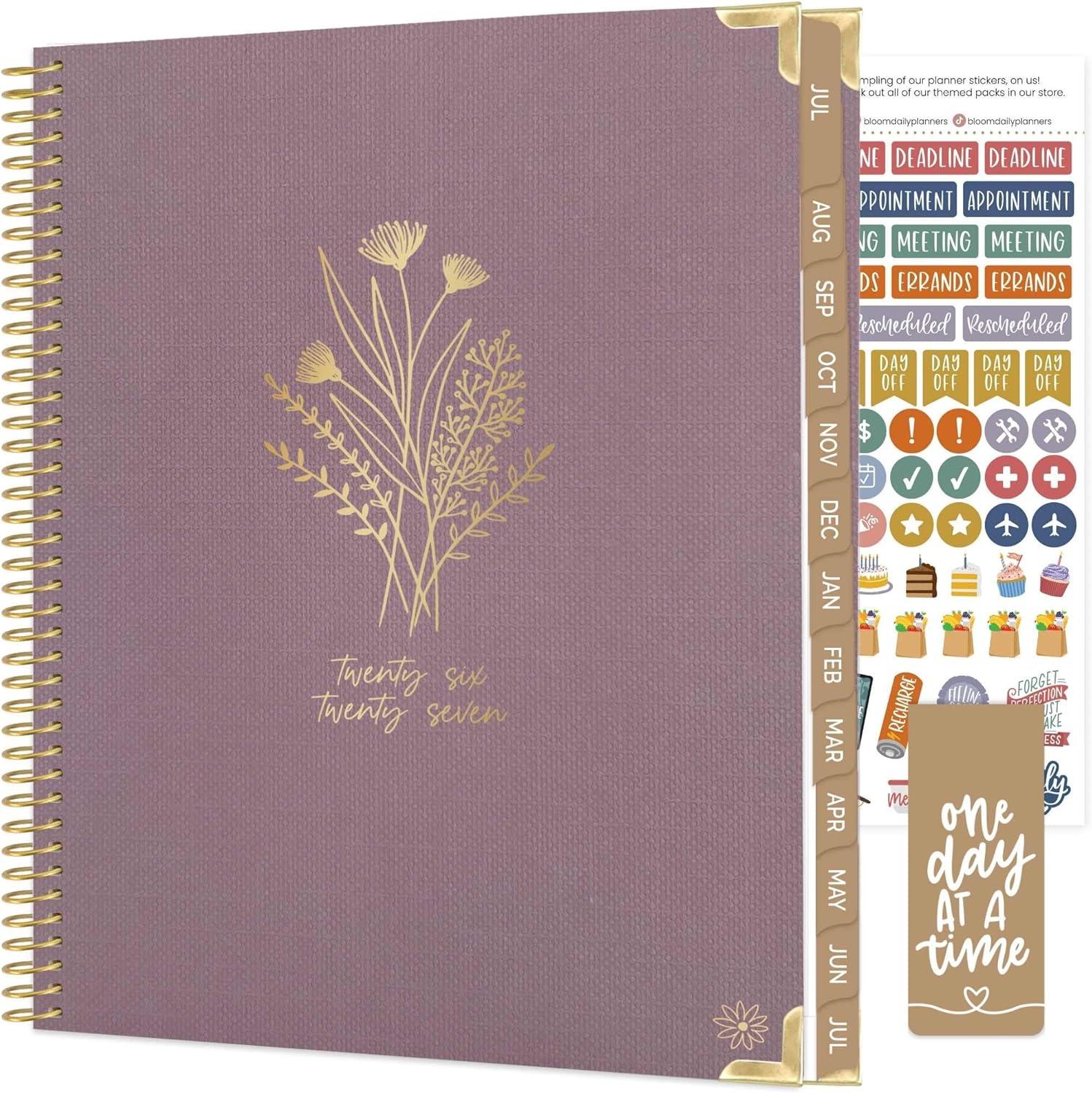 image:imagebloom daily planners HARDCOVER Planner 20262027 85 x 11 Academic Year July 2026 July 2027 13 Months Task Goal Planner for Women Monthly amp Weekly Agenda Book Seaside WhimsyPurple Linen