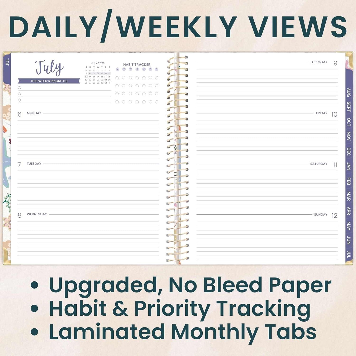 image:imagebloom daily planners HARDCOVER Planner 20262027 85 x 11 Academic Year July 2026 July 2027 13 Months Task Goal Planner for Women Monthly amp Weekly Agenda Book Seaside WhimsySeaside Whimsy