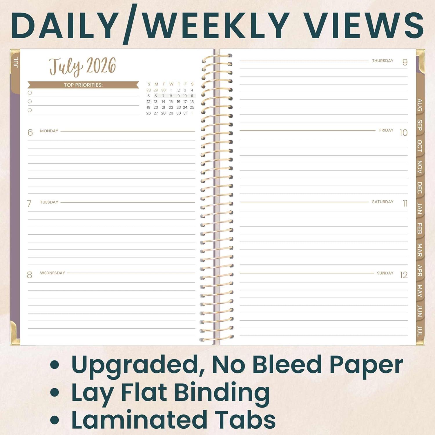 image:imagebloom daily planners HARDCOVER Planner 20262027 85 x 11 Academic Year July 2026 July 2027 13 Months Task Goal Planner for Women Monthly amp Weekly Agenda Book Seaside WhimsyPurple Linen