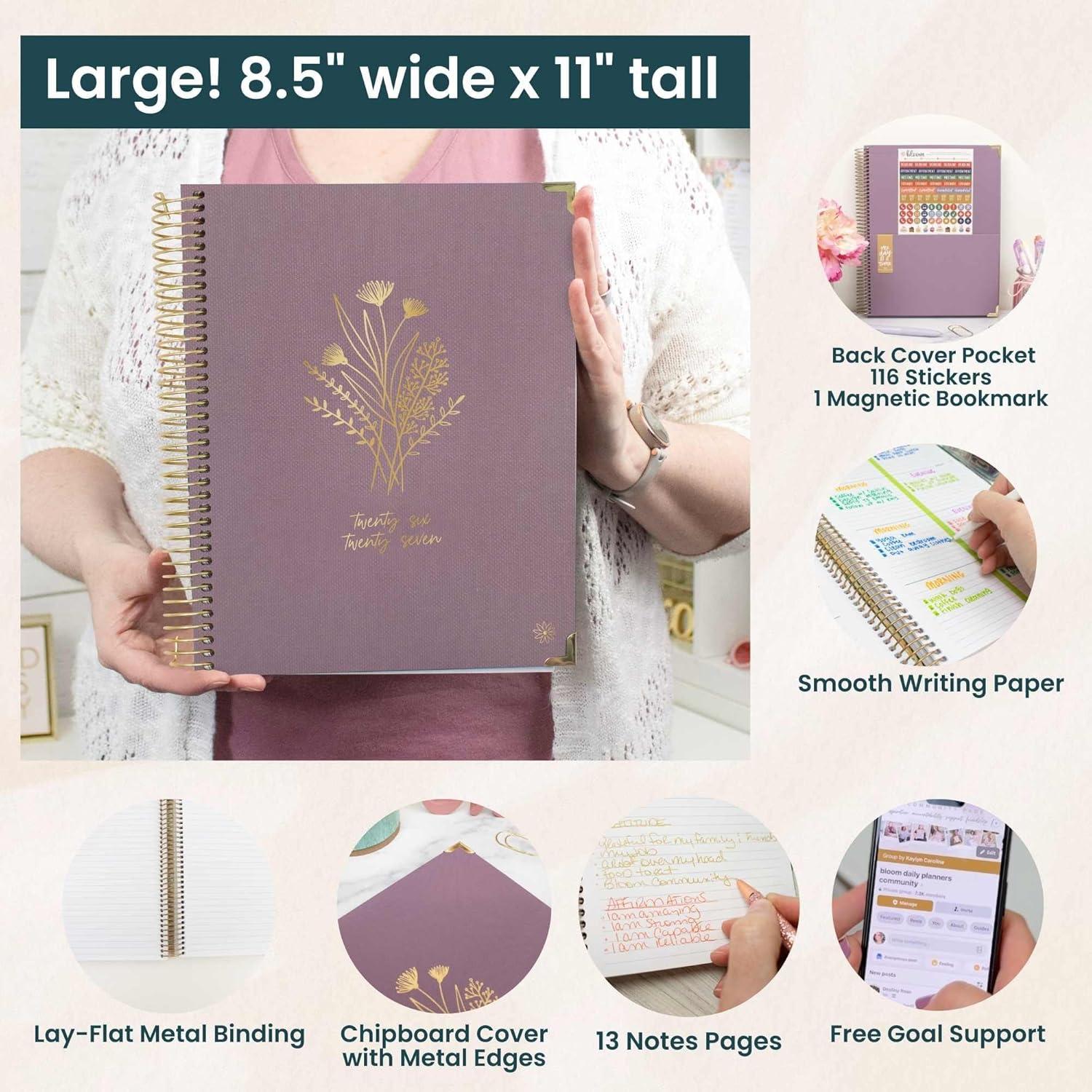 image:imagebloom daily planners HARDCOVER Planner 20262027 85 x 11 Academic Year July 2026 July 2027 13 Months Task Goal Planner for Women Monthly amp Weekly Agenda Book Seaside WhimsyPurple Linen