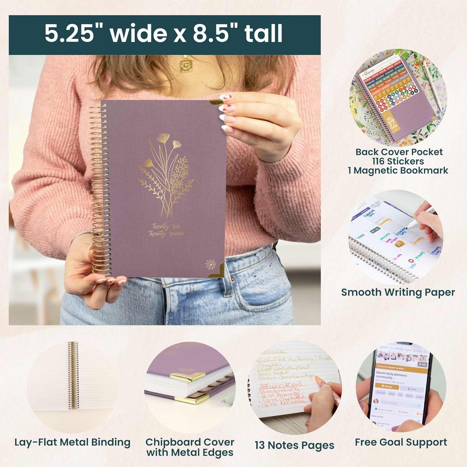 image:imagebloom daily planners HARDCOVER Planner 20262027 85 x 11 Academic Year July 2026 July 2027 13 Months Task Goal Planner for Women Monthly amp Weekly Agenda Book Seaside WhimsyPurple Linen