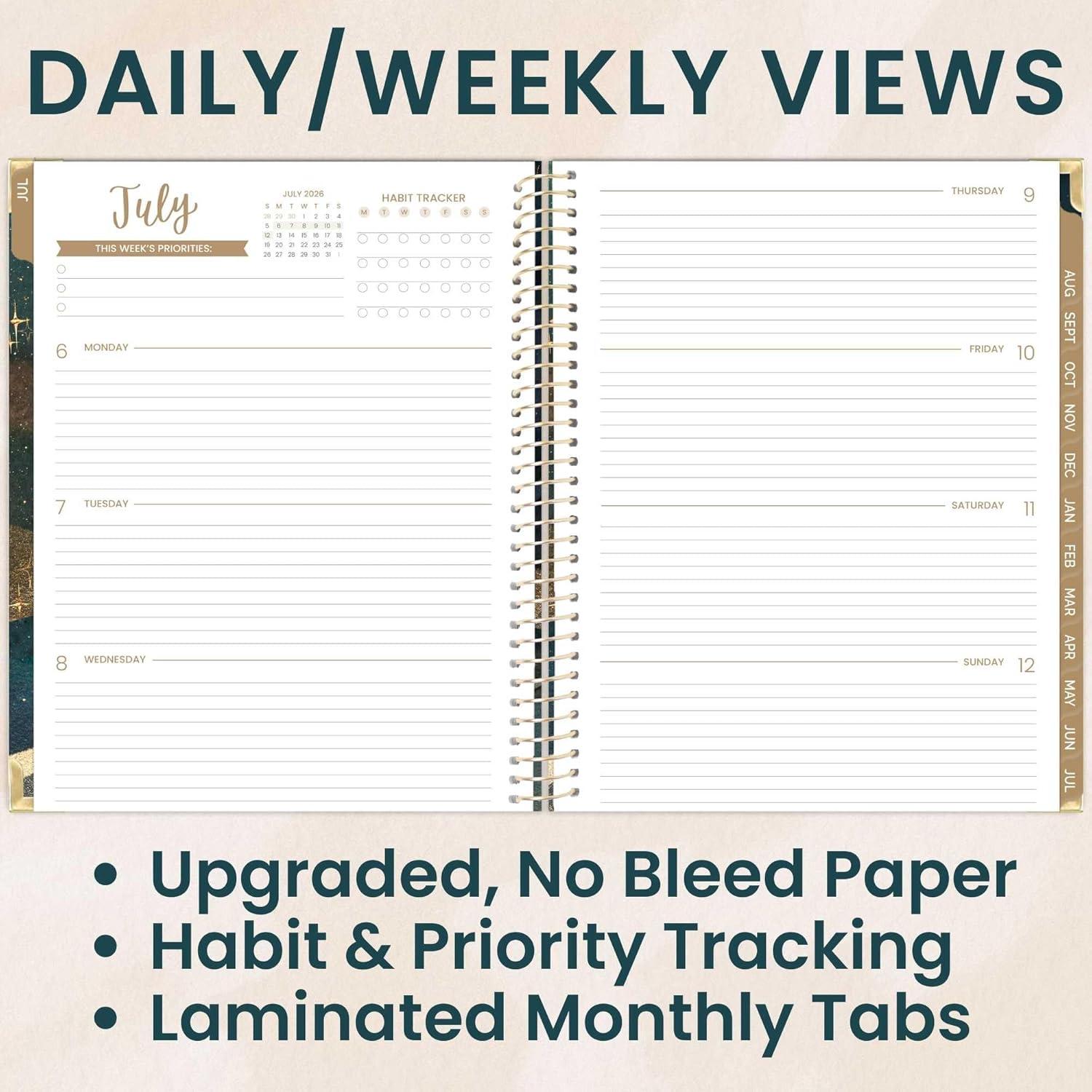 image:imagebloom daily planners HARDCOVER Planner 20262027 85 x 11 Academic Year July 2026 July 2027 13 Months Task Goal Planner for Women Monthly amp Weekly Agenda Book Seaside WhimsyCelestial Skies