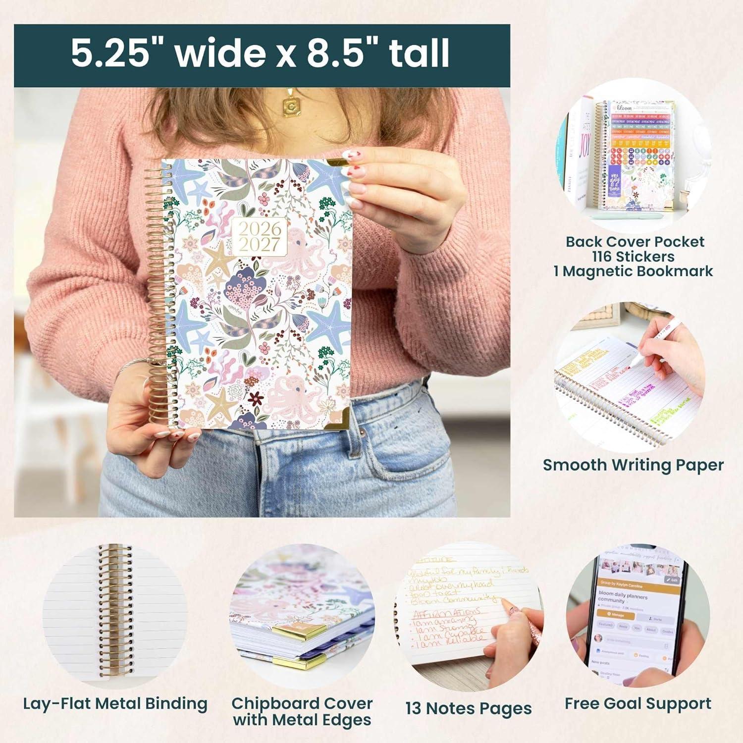 image:imagebloom daily planners HARDCOVER Planner 20262027 85 x 11 Academic Year July 2026 July 2027 13 Months Task Goal Planner for Women Monthly amp Weekly Agenda Book Seaside WhimsySeaside Whimsy