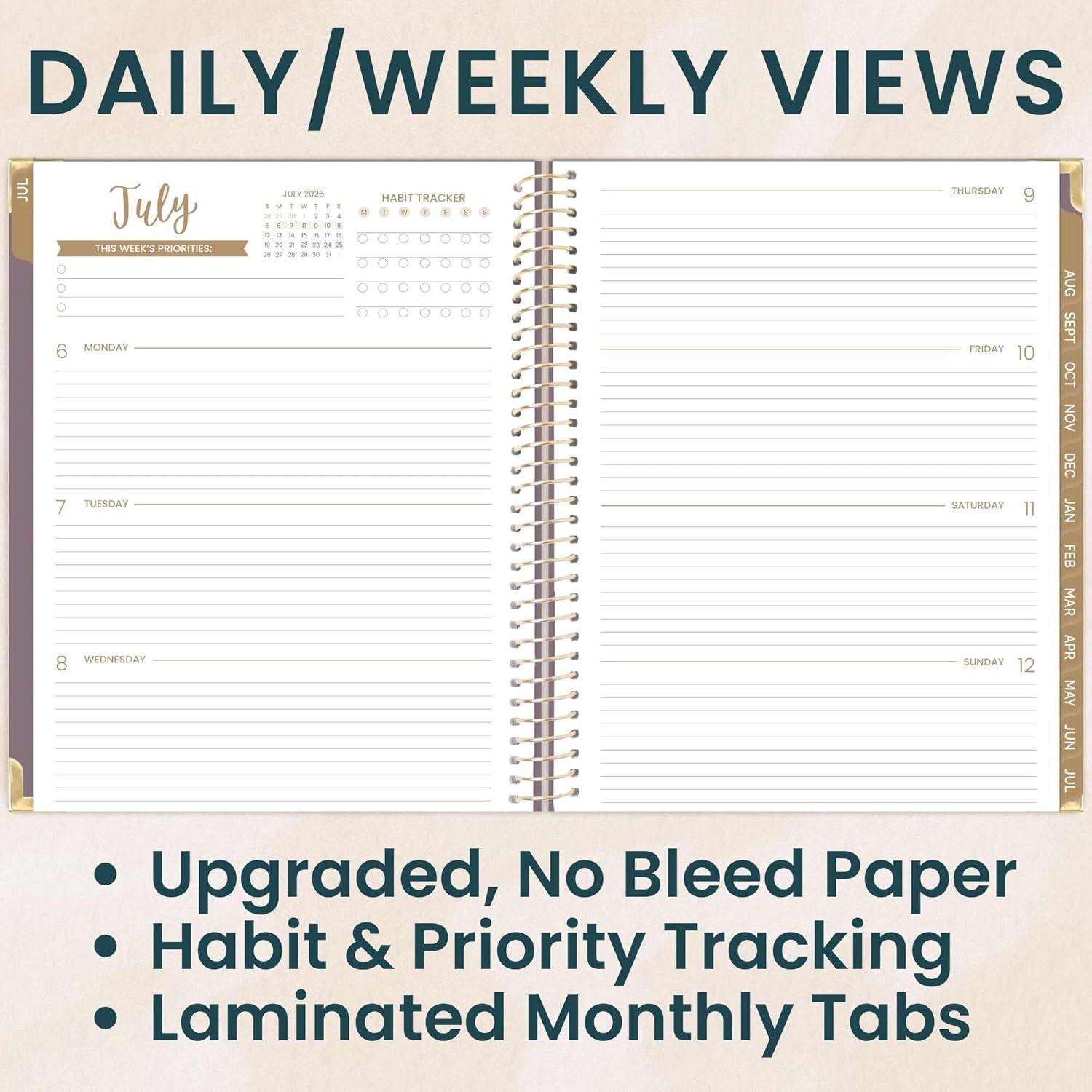 image:imagebloom daily planners HARDCOVER Planner 20262027 85 x 11 Academic Year July 2026 July 2027 13 Months Task Goal Planner for Women Monthly amp Weekly Agenda Book Seaside WhimsyPurple Linen