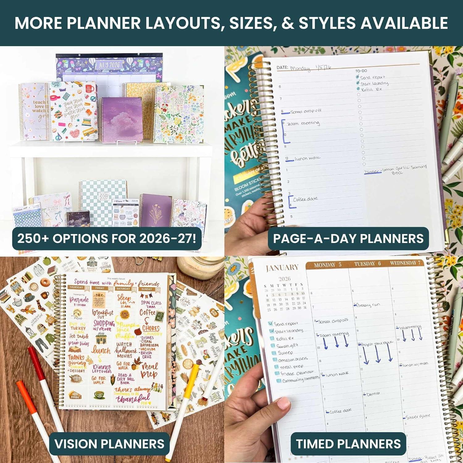 image:imagebloom daily planners HARDCOVER Planner 20262027 85 x 11 Academic Year July 2026 July 2027 13 Months Task Goal Planner for Women Monthly amp Weekly Agenda Book Seaside WhimsyPurple Linen