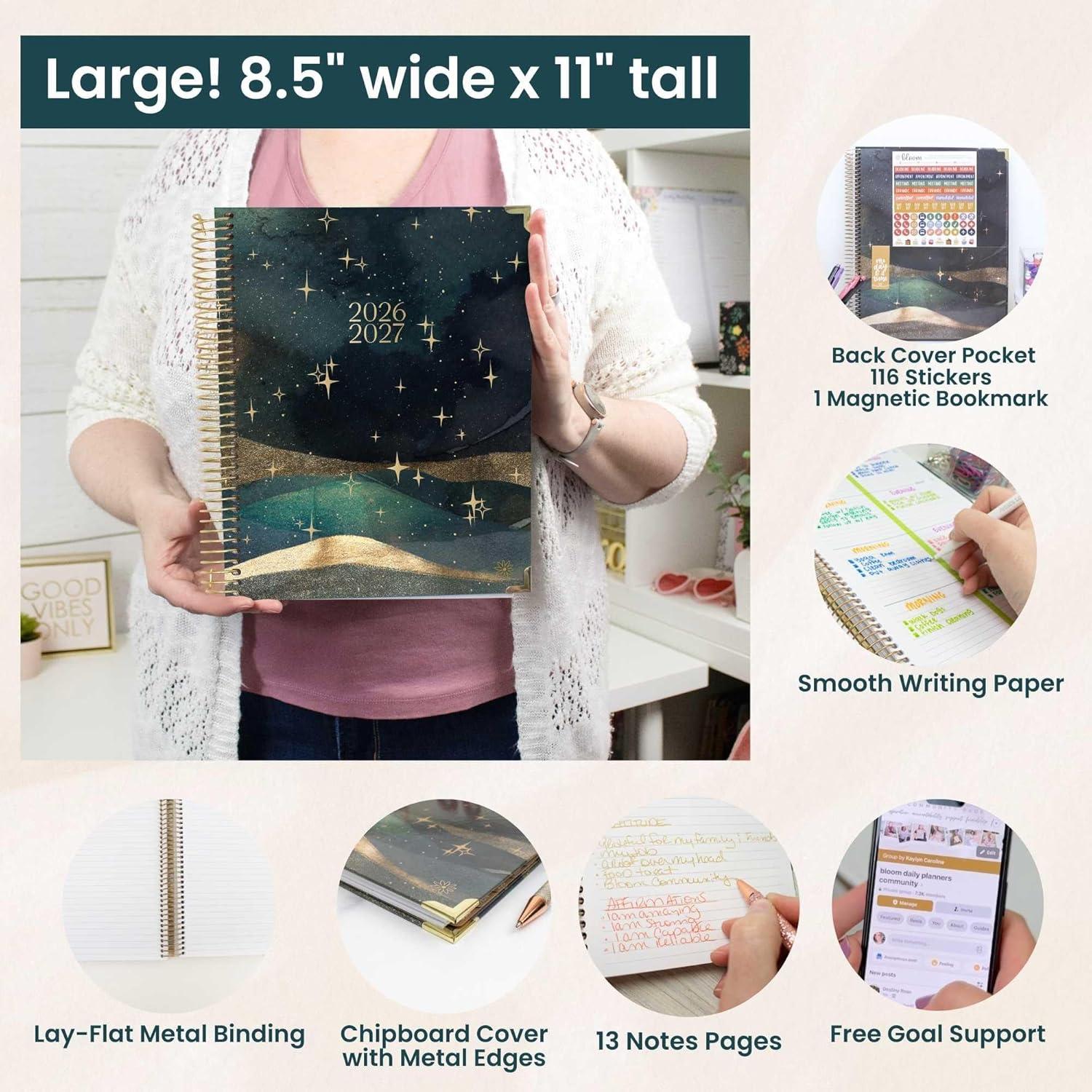 image:imagebloom daily planners HARDCOVER Planner 20262027 85 x 11 Academic Year July 2026 July 2027 13 Months Task Goal Planner for Women Monthly amp Weekly Agenda Book Seaside WhimsyCelestial Skies