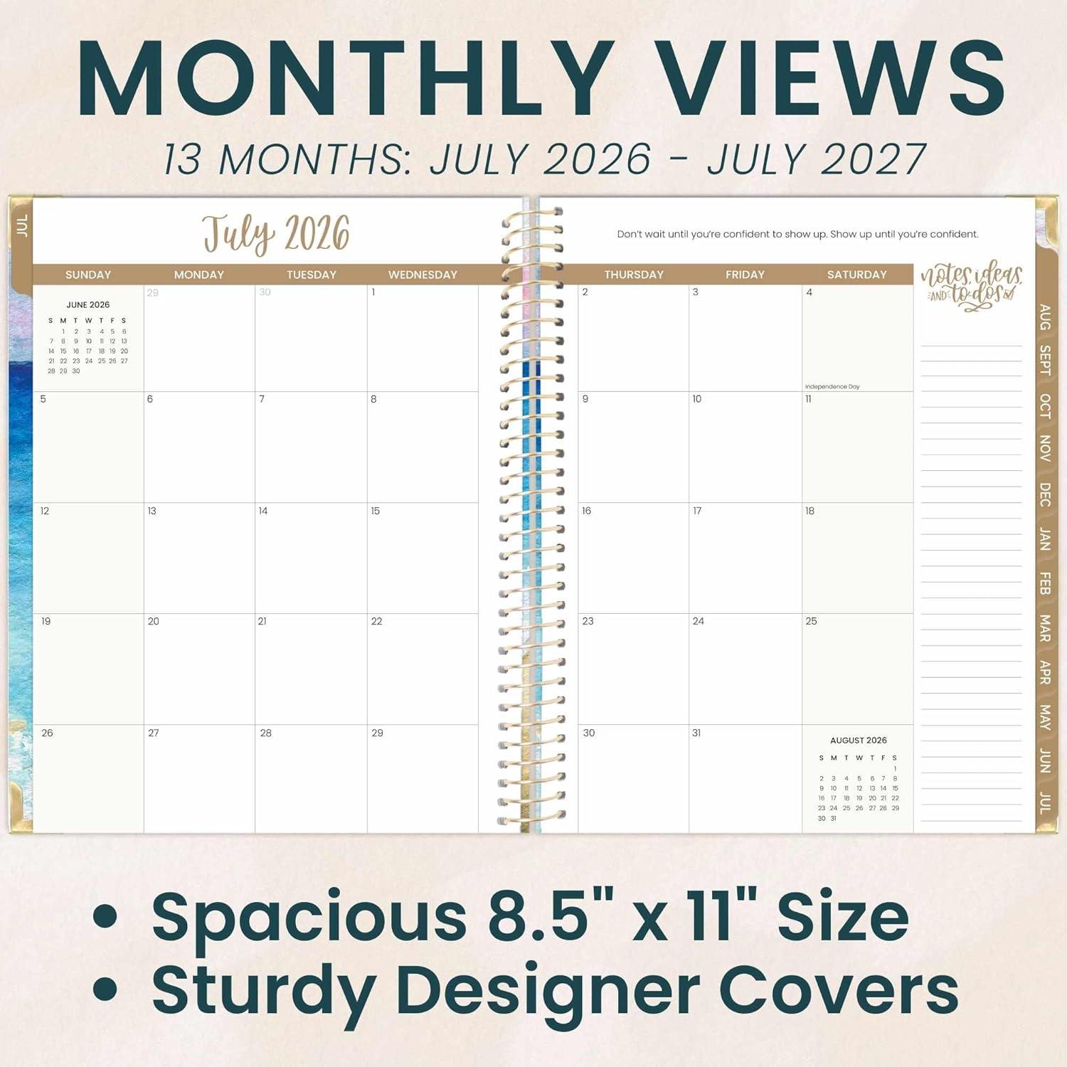 image:imagebloom daily planners HARDCOVER Planner 20262027 85 x 11 Academic Year July 2026 July 2027 13 Months Task Goal Planner for Women Monthly amp Weekly Agenda Book Seaside WhimsyCoastal Calm
