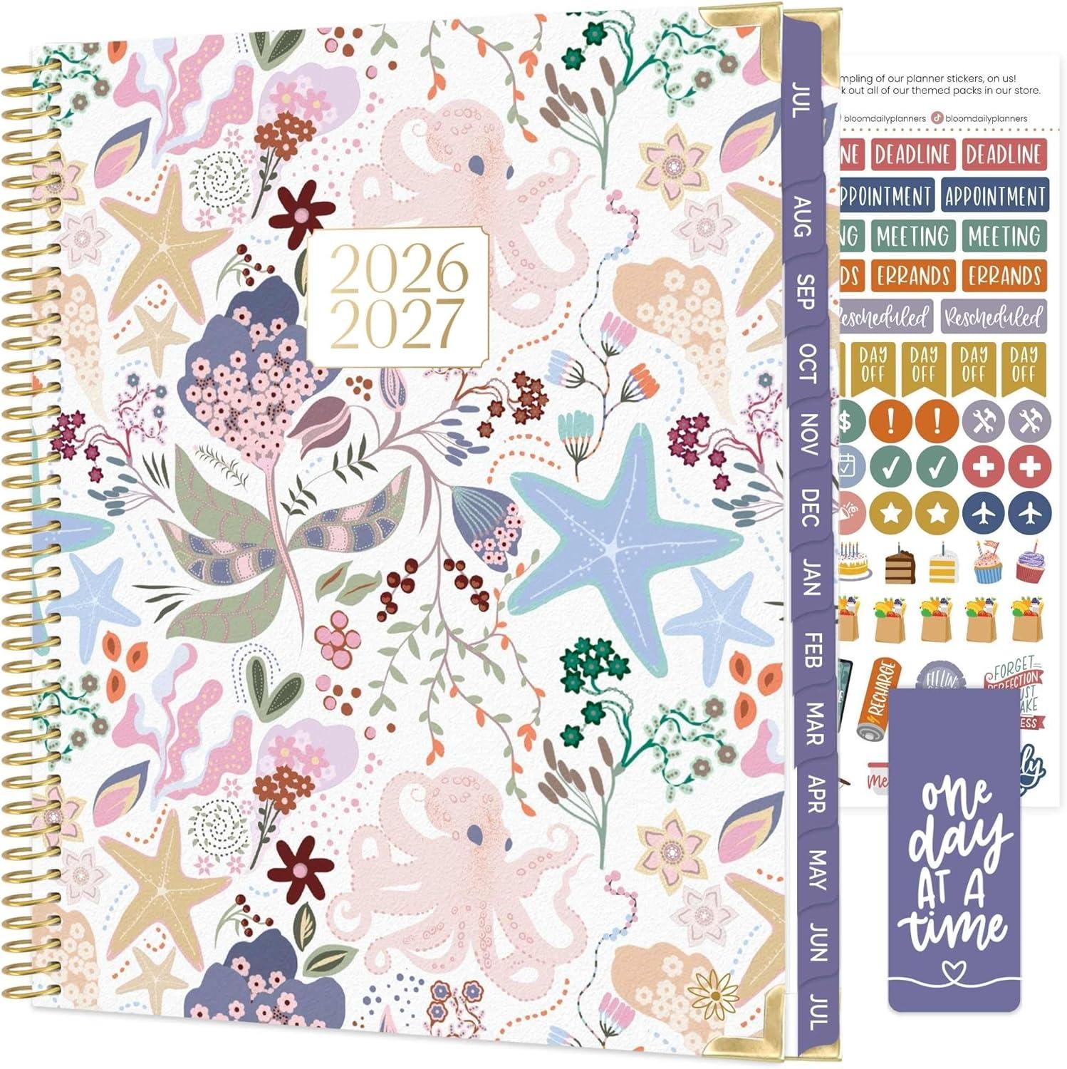 image:imagebloom daily planners HARDCOVER Planner 20262027 85 x 11 Academic Year July 2026 July 2027 13 Months Task Goal Planner for Women Monthly amp Weekly Agenda Book Seaside WhimsySeaside Whimsy