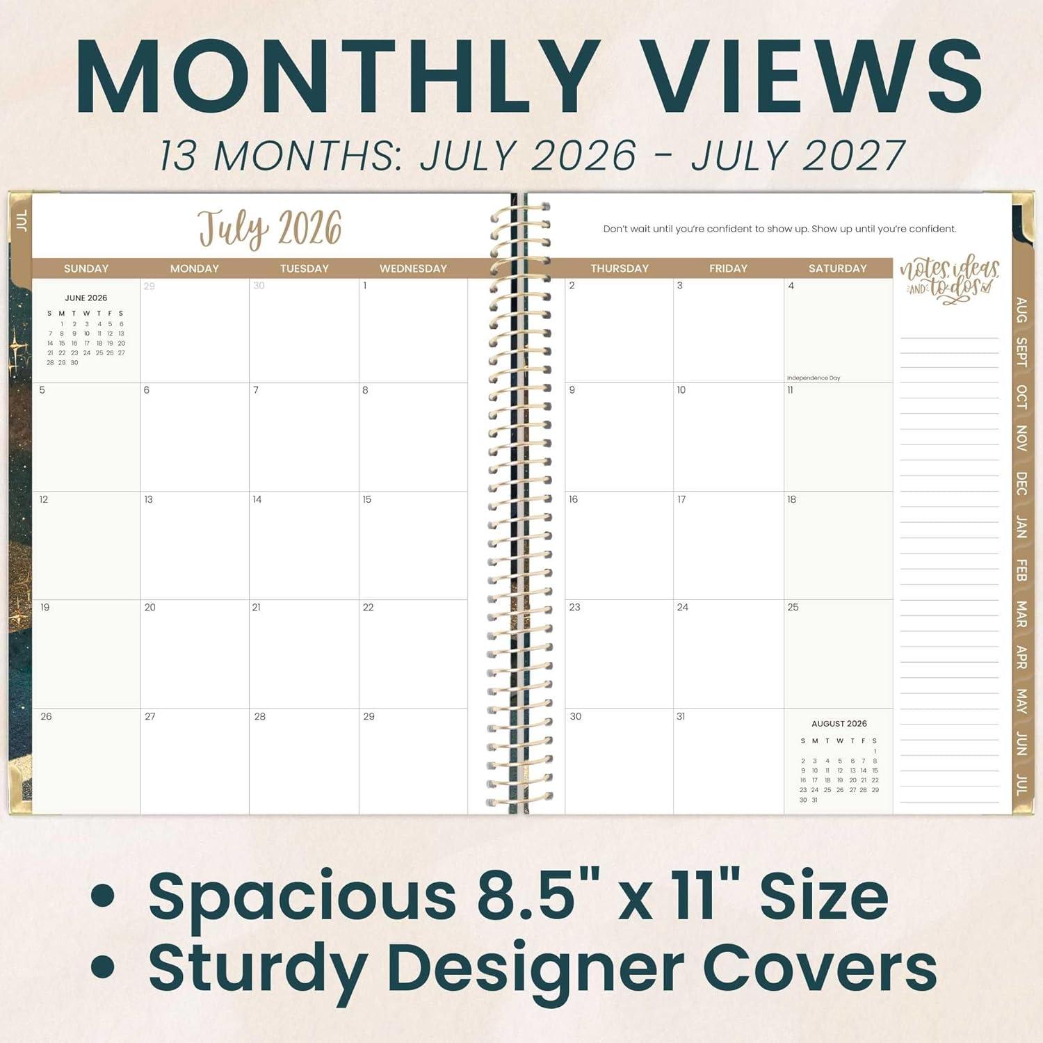 image:imagebloom daily planners HARDCOVER Planner 20262027 85 x 11 Academic Year July 2026 July 2027 13 Months Task Goal Planner for Women Monthly amp Weekly Agenda Book Seaside WhimsyCelestial Skies