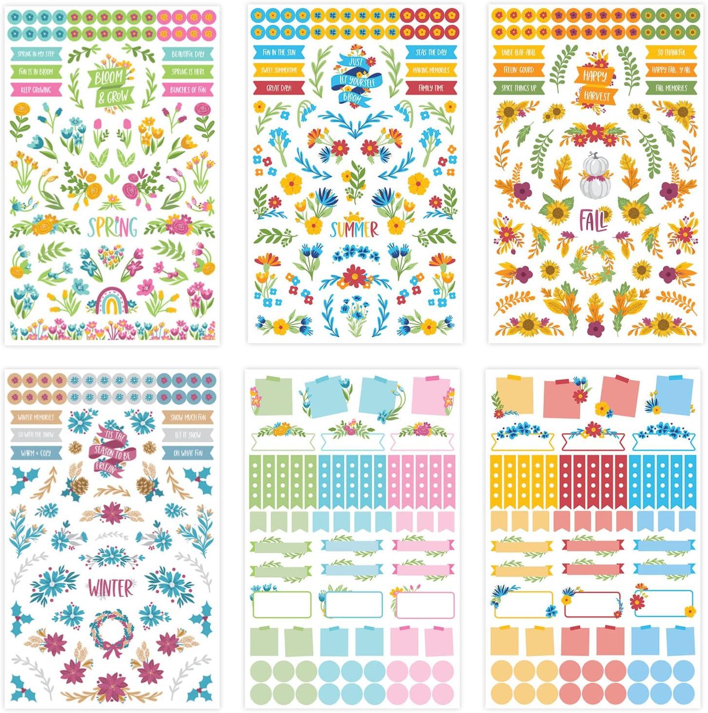 image:imagebloom daily planners New EngagementWedding Planning Stickers Variety Pack 6 Sheets 390 HandDawn Illustrations and Phrases Per PackDecorative Floral Pack