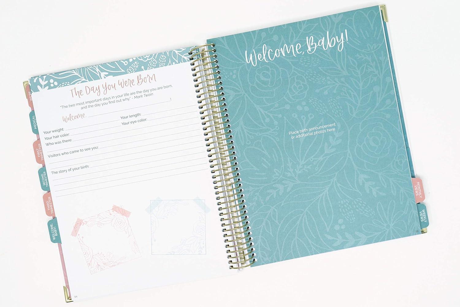 image:imagebloom daily planners New Pregnancy and Babys First Year Calendar Planner amp Keepsake Journal with Stickers Hardcover Scrapbook Memory Book Organizer Undated 8 x 10 Green amp PinkGreen Pink