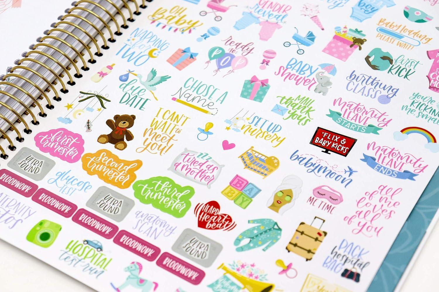 image:imagebloom daily planners New Pregnancy and Babys First Year Calendar Planner amp Keepsake Journal with Stickers Hardcover Scrapbook Memory Book Organizer Undated 8 x 10 Green amp PinkGreen Pink
