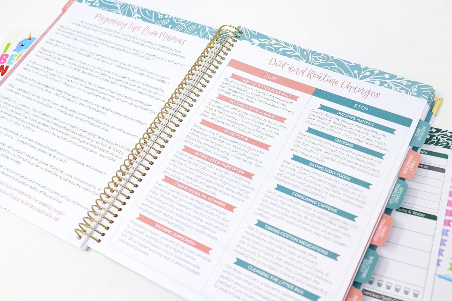 image:imagebloom daily planners New Pregnancy and Babys First Year Calendar Planner amp Keepsake Journal with Stickers Hardcover Scrapbook Memory Book Organizer Undated 8 x 10 Green amp PinkGreen Pink