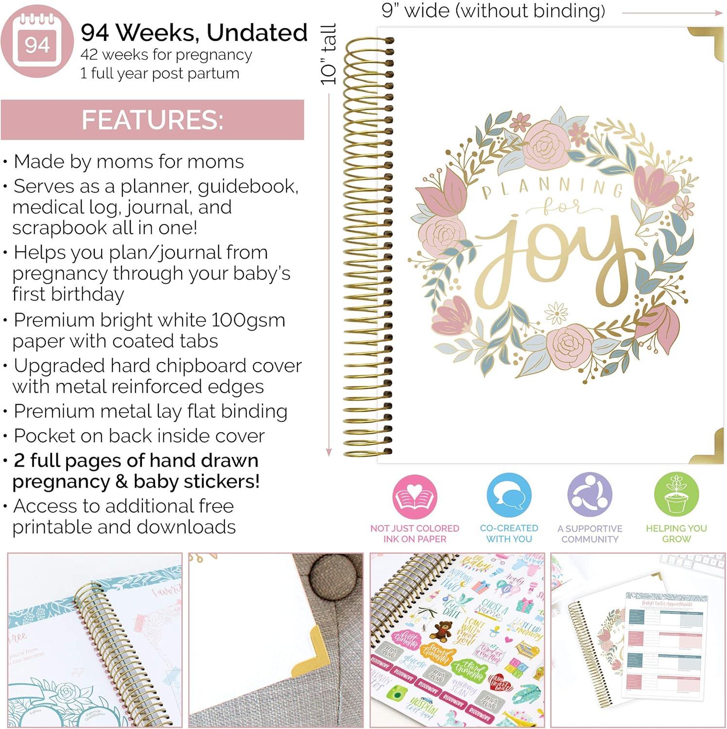 image:imagebloom daily planners New Pregnancy and Babys First Year Calendar Planner amp Keepsake Journal with Stickers Hardcover Scrapbook Memory Book Organizer Undated 8 x 10 Green amp PinkGreen Pink