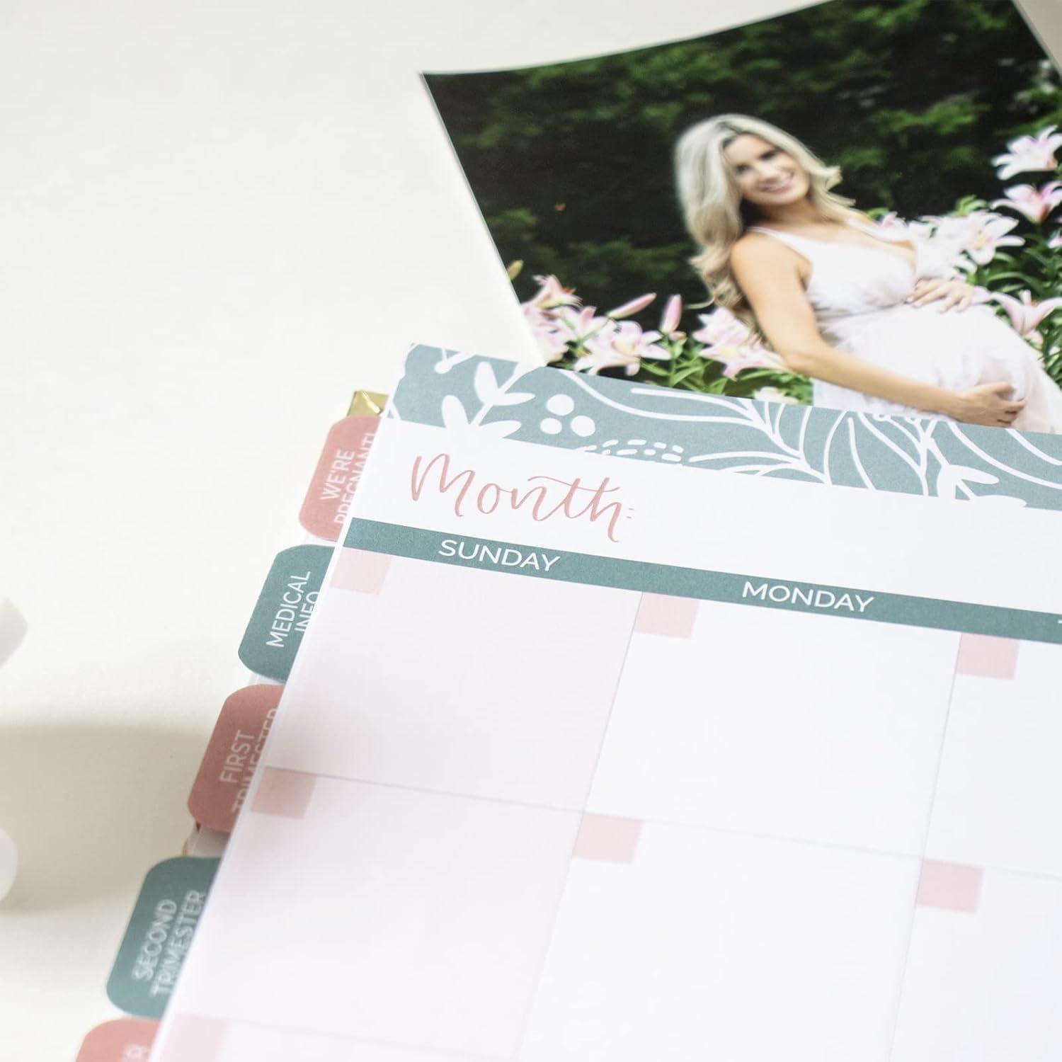 image:imagebloom daily planners New Pregnancy and Babys First Year Calendar Planner amp Keepsake Journal with Stickers Hardcover Scrapbook Memory Book Organizer Undated 8 x 10 Green amp PinkAnimals