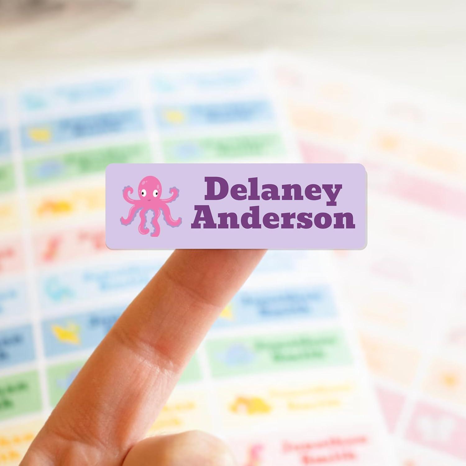 image:imagebloom daily planners Personalized Name Labels for Daycare and School 1 Sheet 30 Stickers Custom Name Stickers for Clothing Tags Water Bottles amp School Supplies Matte Finish BohoOcean