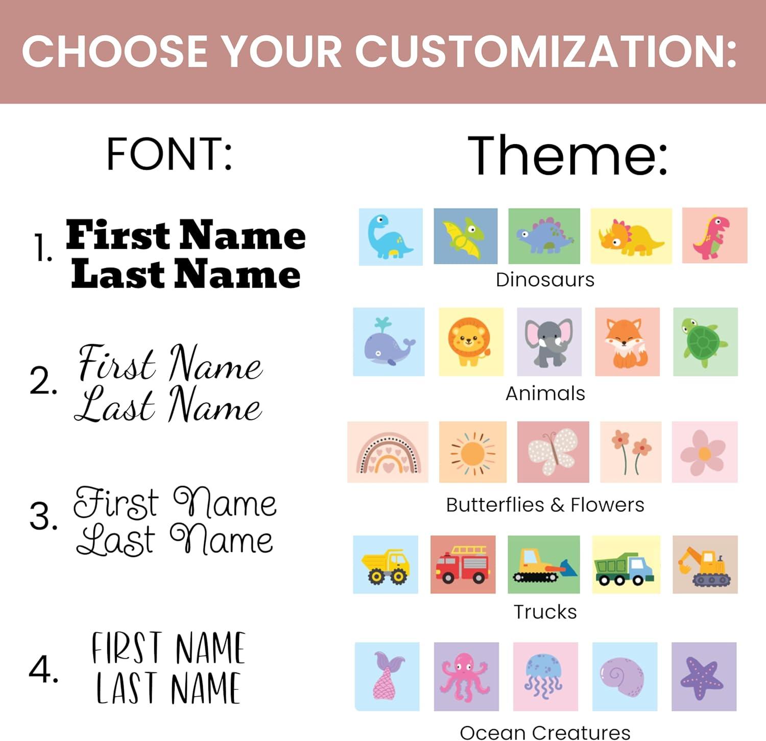 image:imagebloom daily planners Personalized Name Labels for Daycare and School 1 Sheet 30 Stickers Custom Name Stickers for Clothing Tags Water Bottles amp School Supplies Matte Finish BohoDinosaurs