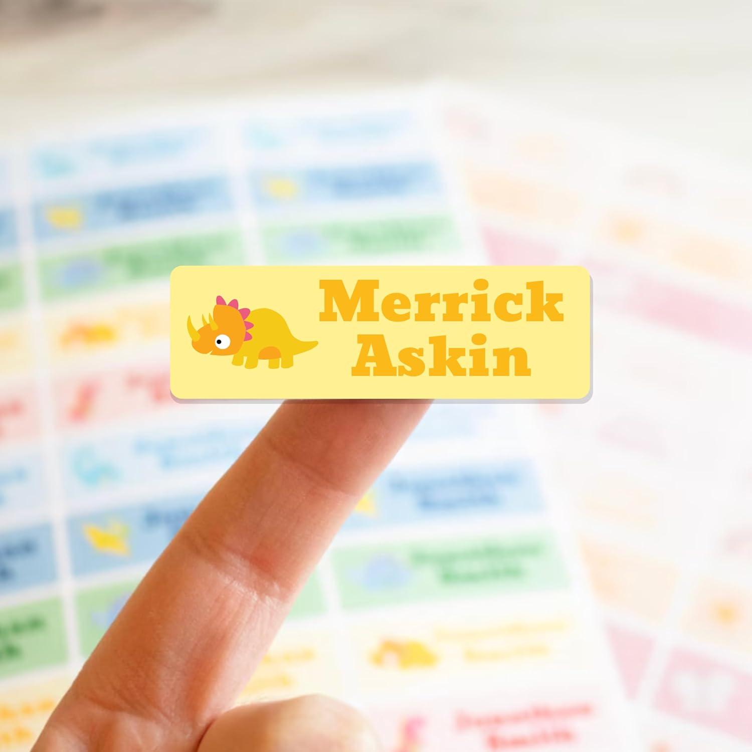 image:imagebloom daily planners Personalized Name Labels for Daycare and School 1 Sheet 30 Stickers Custom Name Stickers for Clothing Tags Water Bottles amp School Supplies Matte Finish BohoDinosaurs