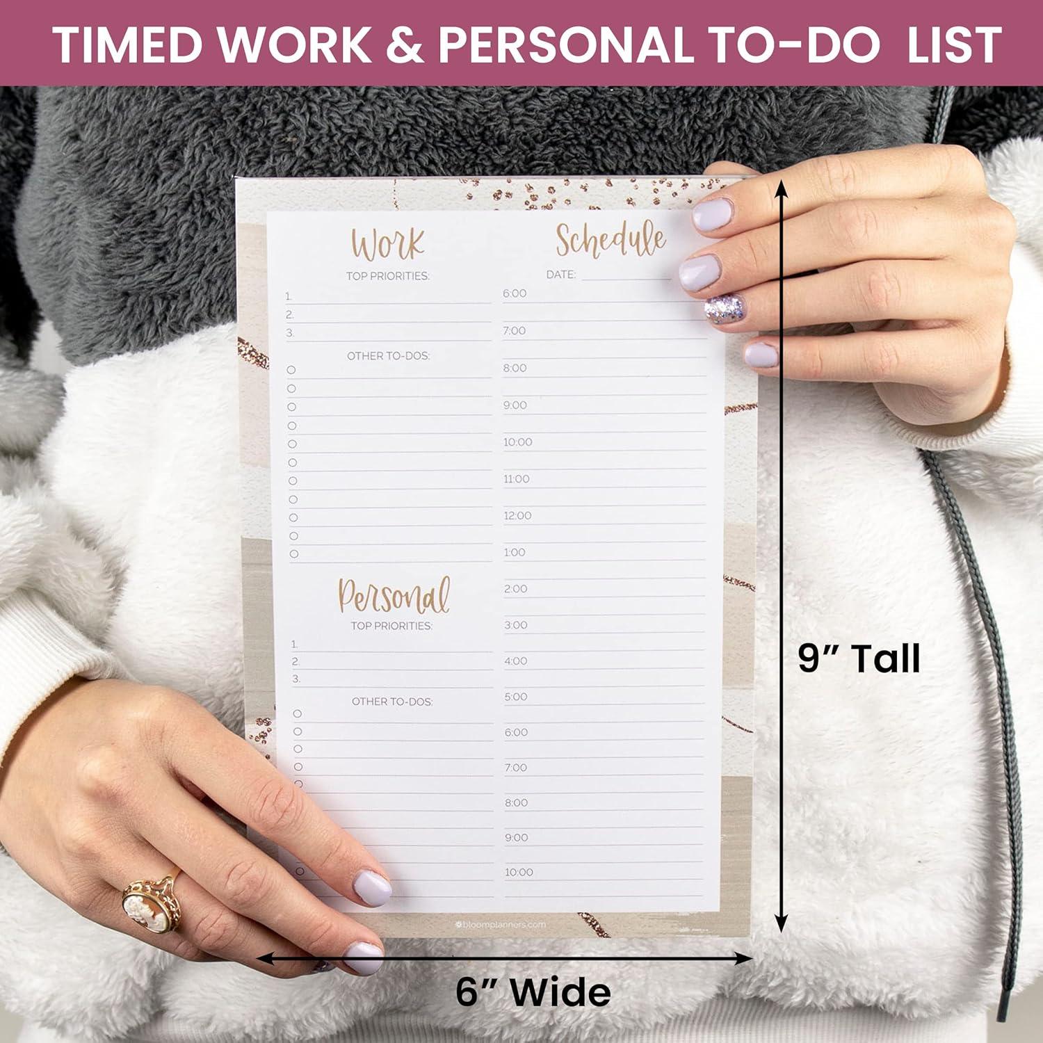image:imagebloom daily planners Timed Work amp Personal To Do List Planning Pad Undated TearOff Hourly Checklist Notepad Appointment Organizer 6 x 9 Brushed Beige