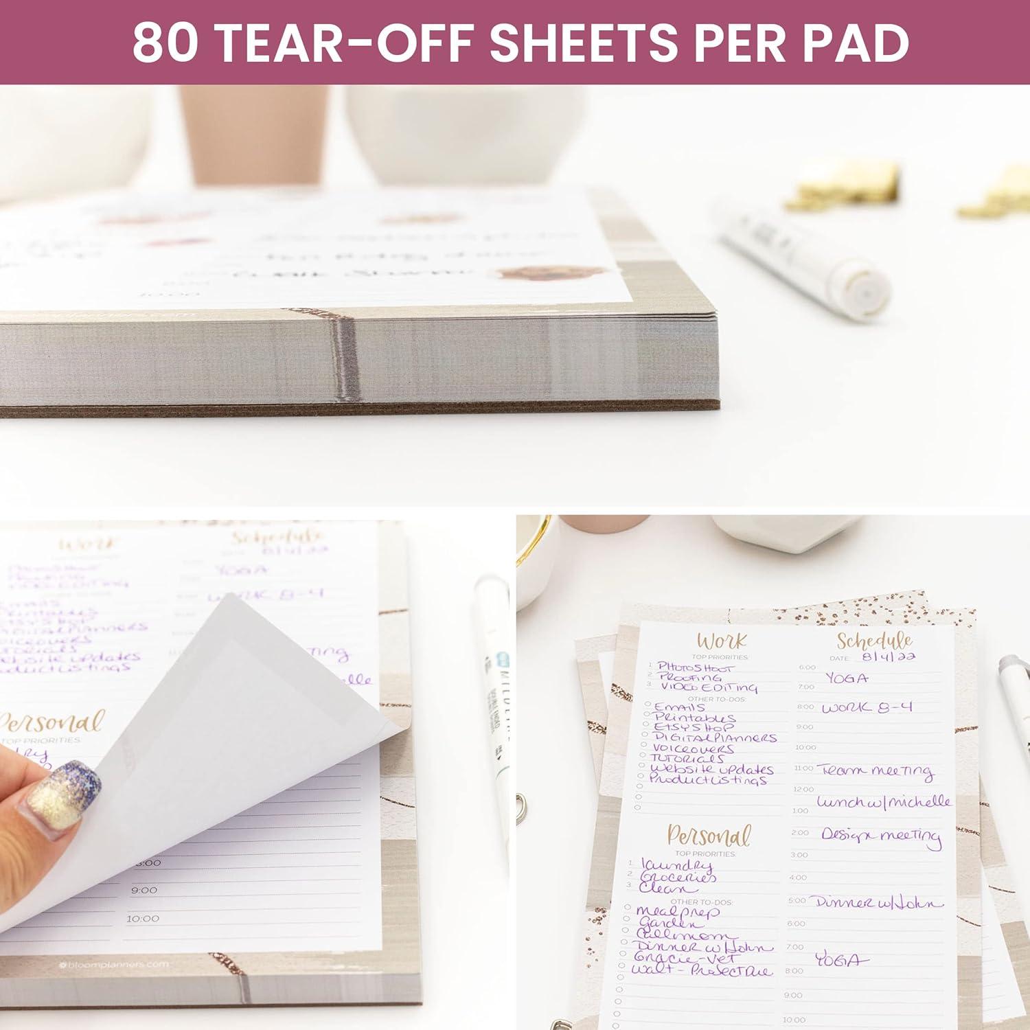 image:imagebloom daily planners Timed Work amp Personal To Do List Planning Pad Undated TearOff Hourly Checklist Notepad Appointment Organizer 6 x 9 Brushed Beige