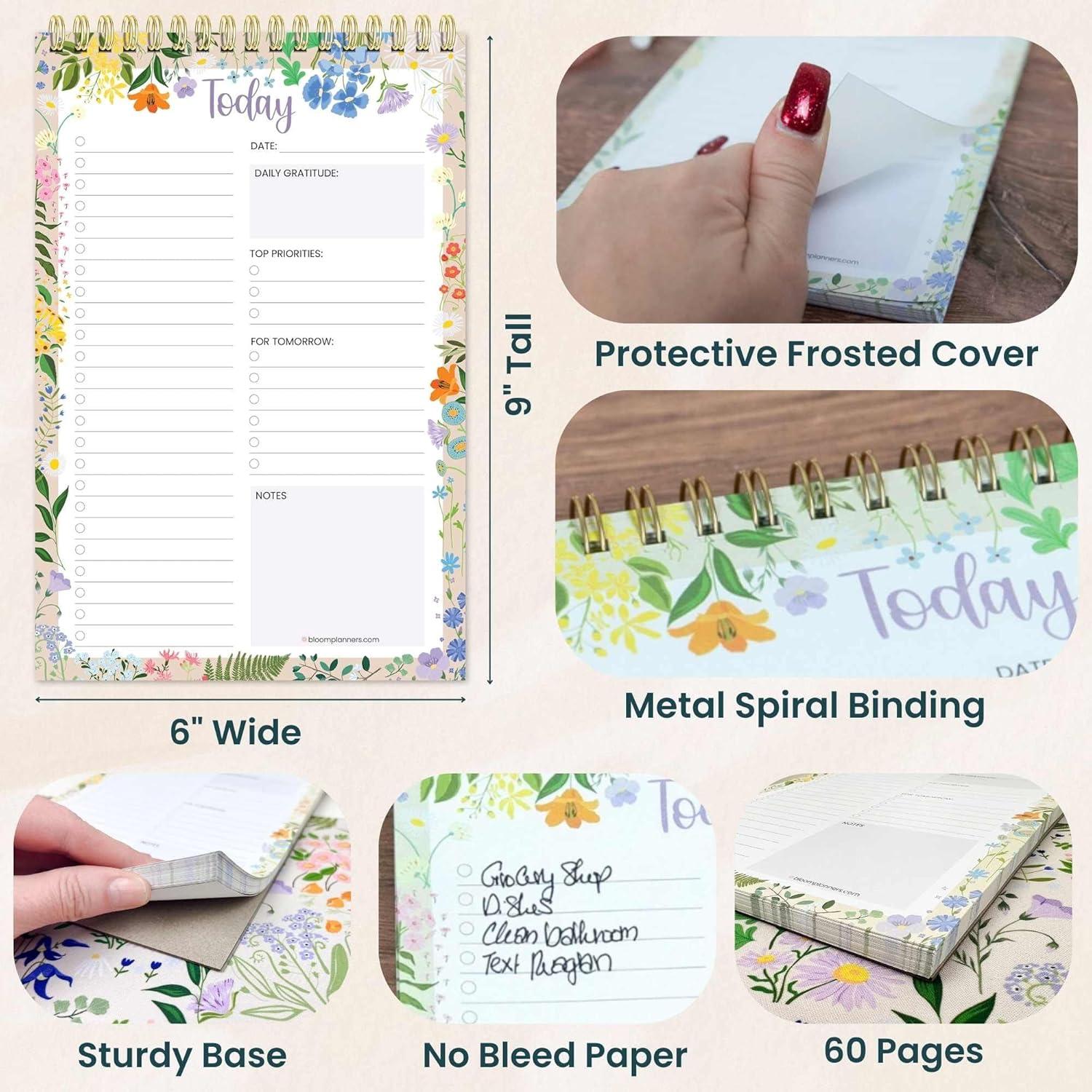 image:imagebloom daily planners To Do List Book for Work Undated Page A Day Daily Planner 60 Sheets for Daily Tasks amp Goal Setting 6 x9 Spiral ToDo Pad for Office Home and School Garden Party